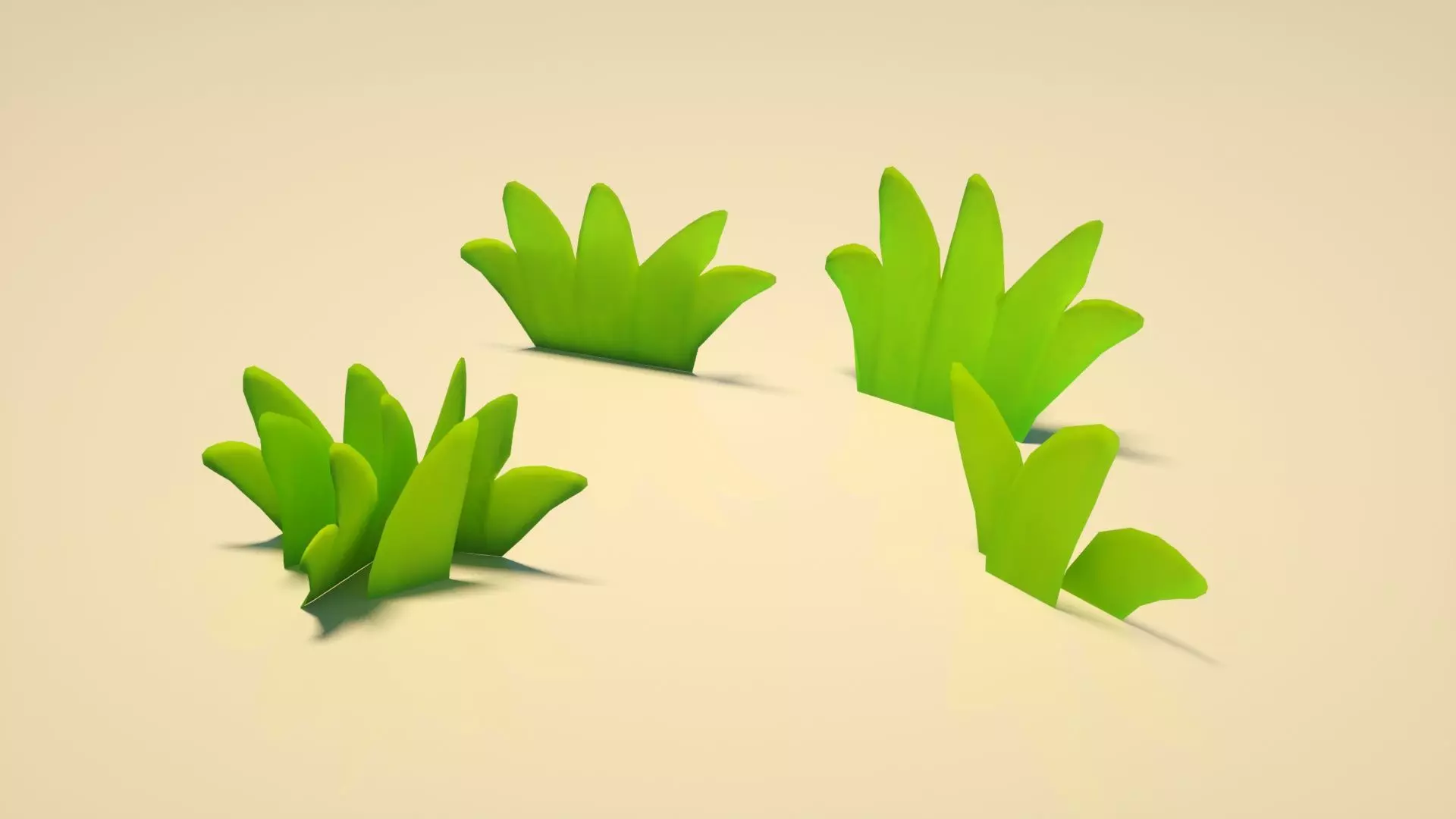 green grass  meadow  prairie  cartoon grass C4D model Low-poly 3D model_0