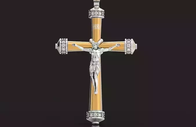  orthodox crucifixion jesus cross with enamel and stones 677 3D print model