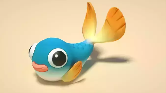 Cartoon Goldfish Aquatic Animal C4D Model
