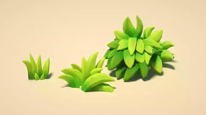 cartoon grass green plant grass C4D model