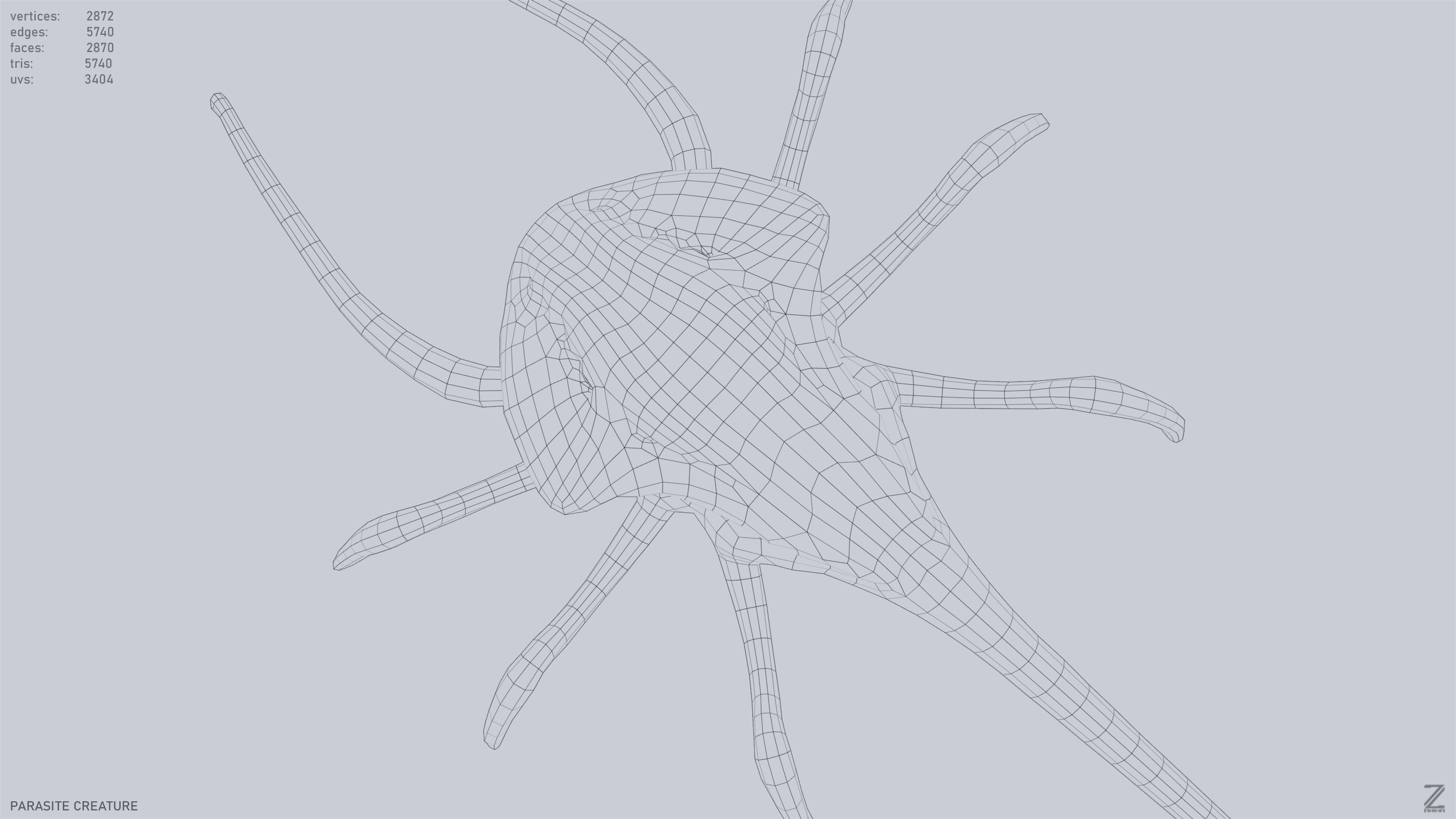 Parasite creature Low-poly 3D model_11