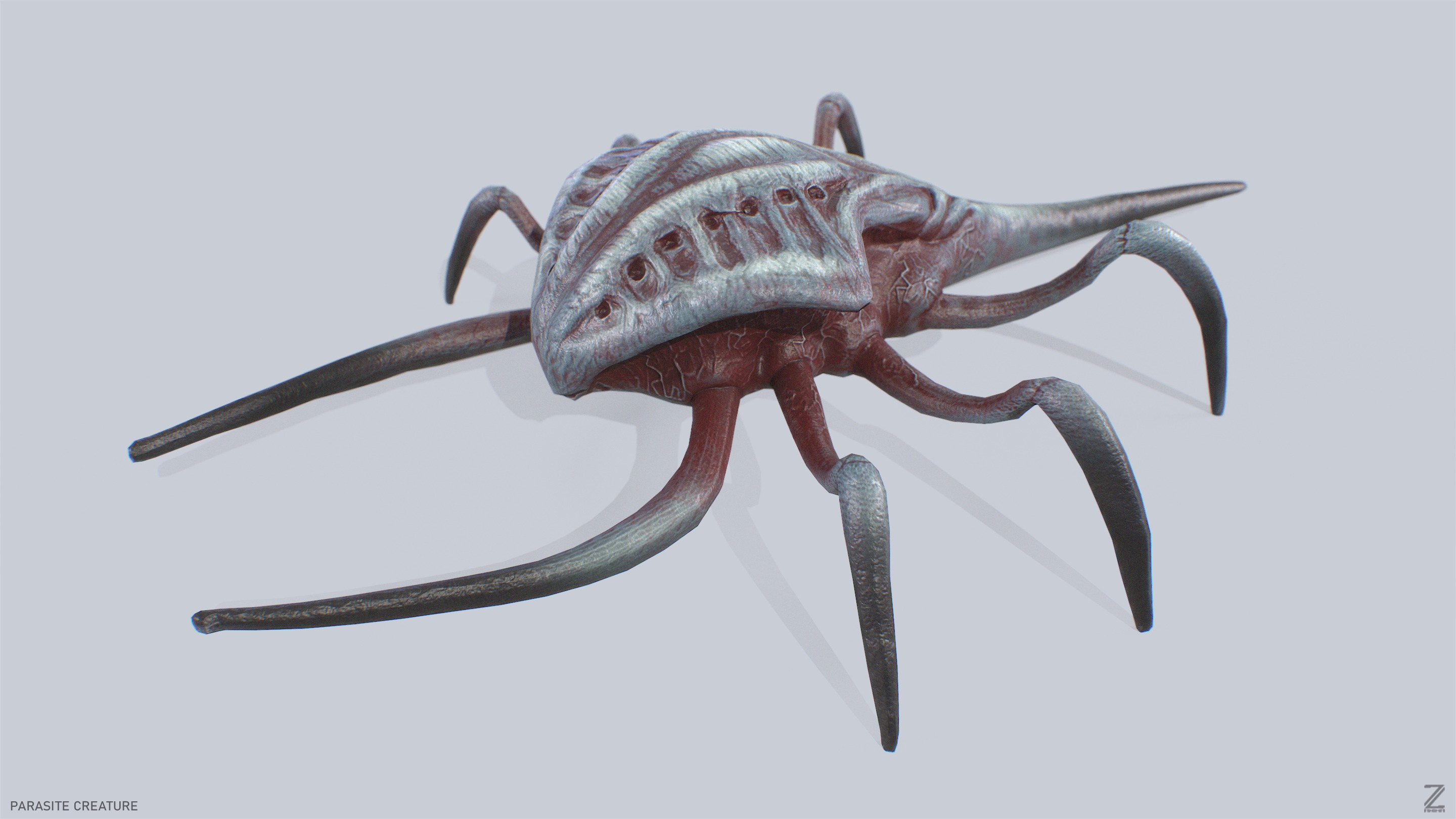 Parasite creature Low-poly 3D model_5