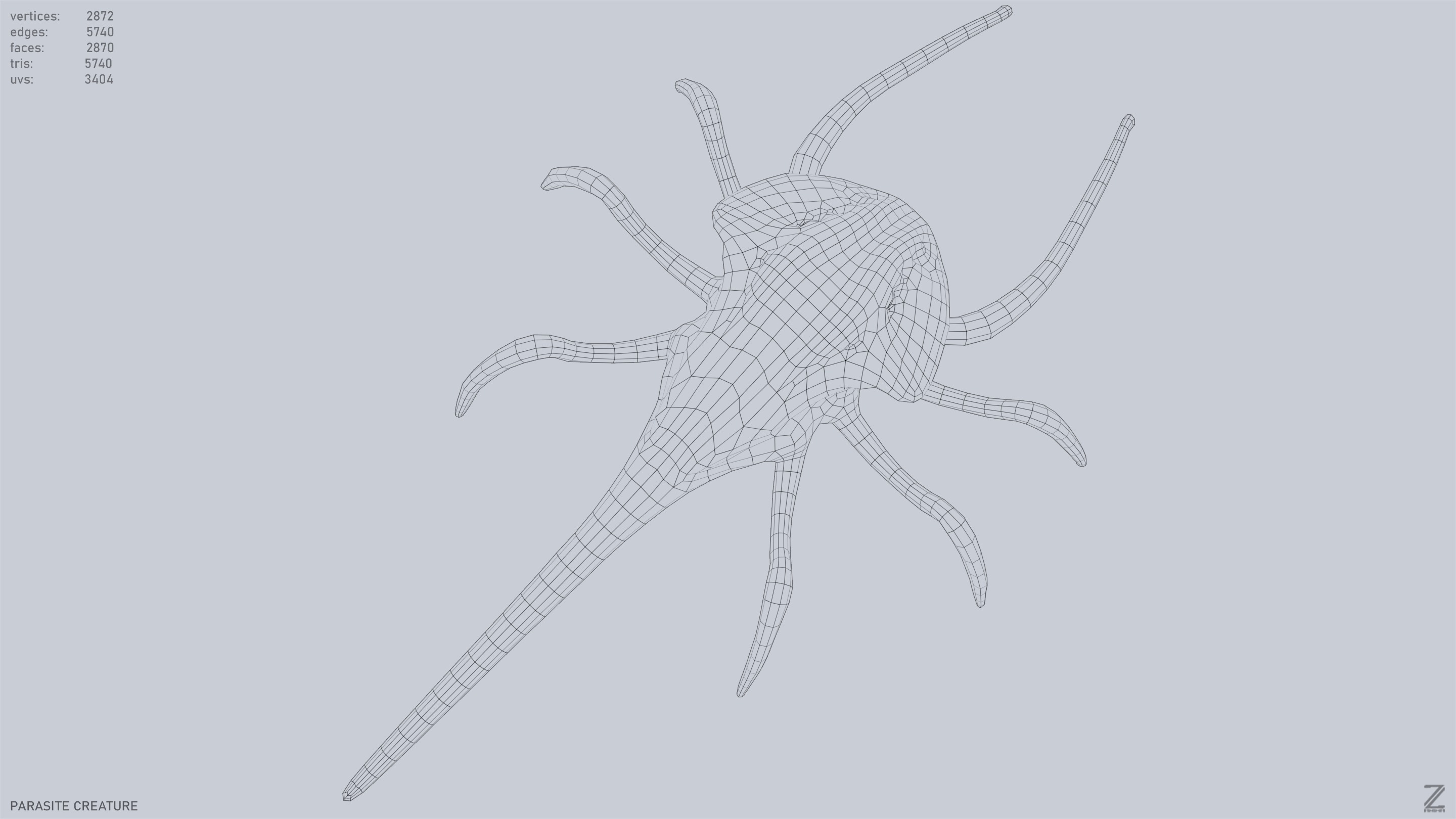 Parasite creature Low-poly 3D model_15