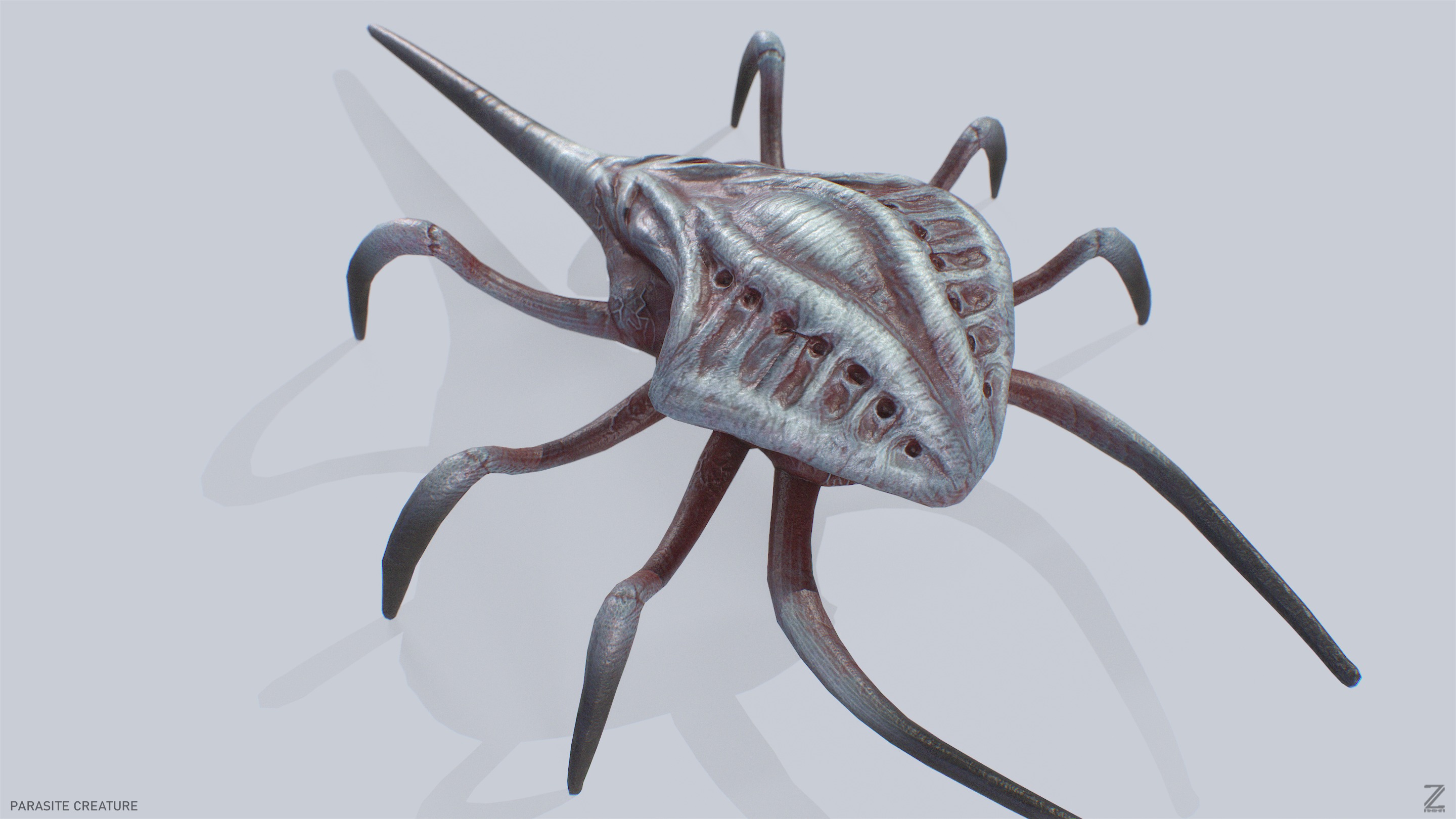 Parasite creature Low-poly 3D model_8