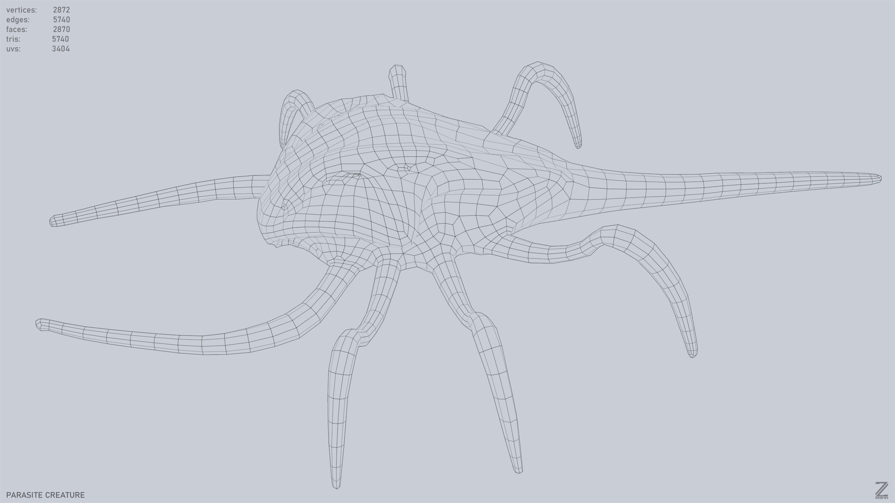 Parasite creature Low-poly 3D model_10