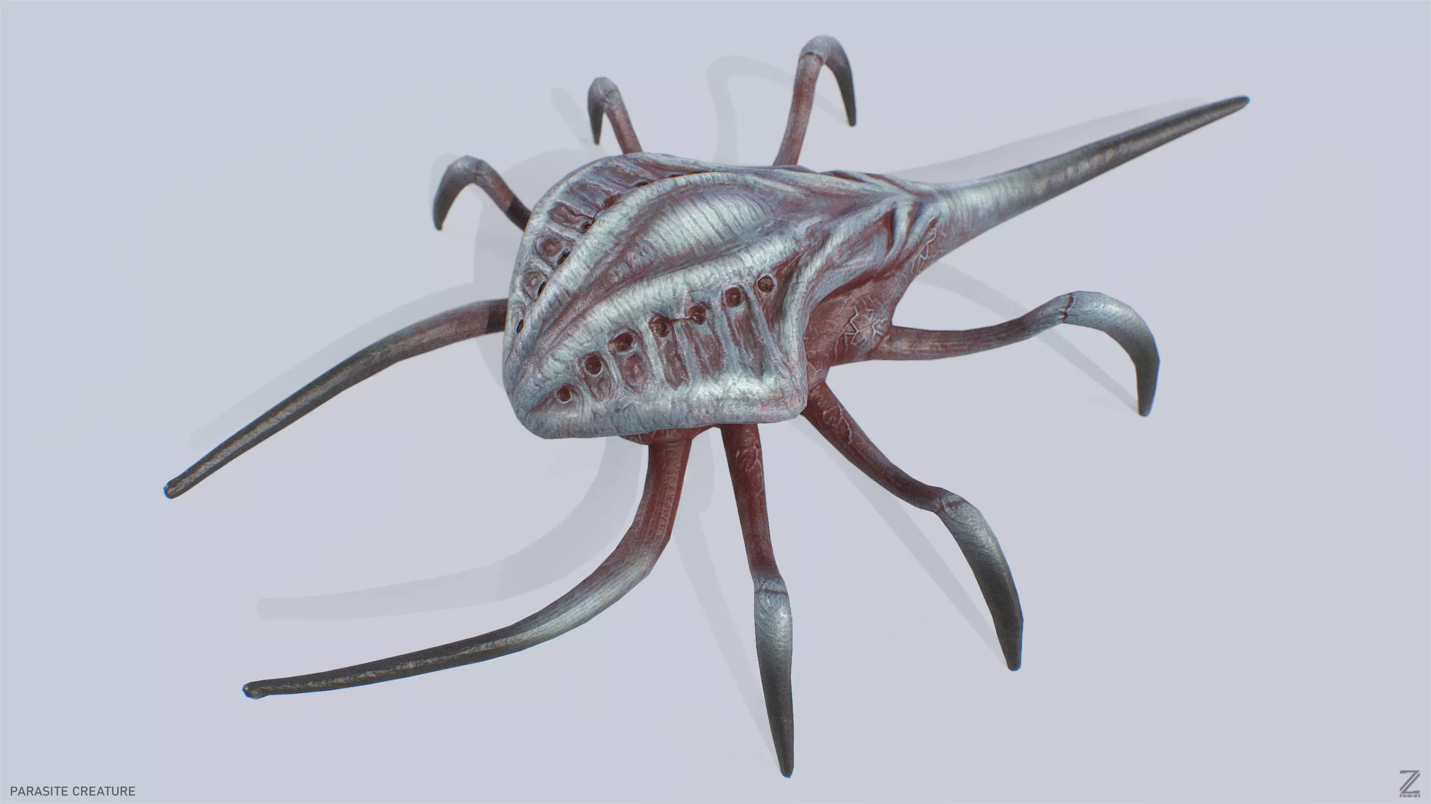 Parasite creature Low-poly 3D model_0