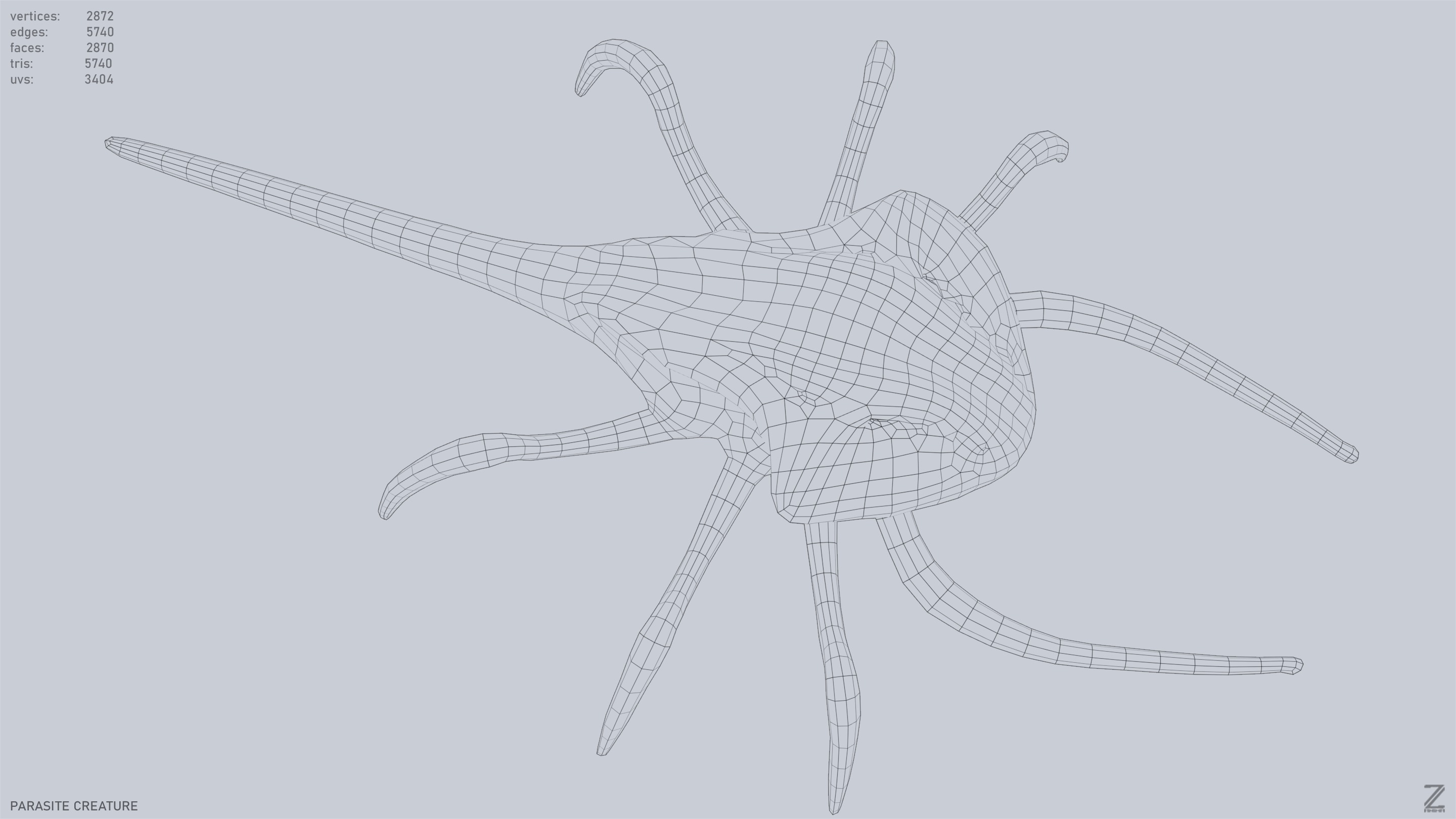 Parasite creature Low-poly 3D model_13