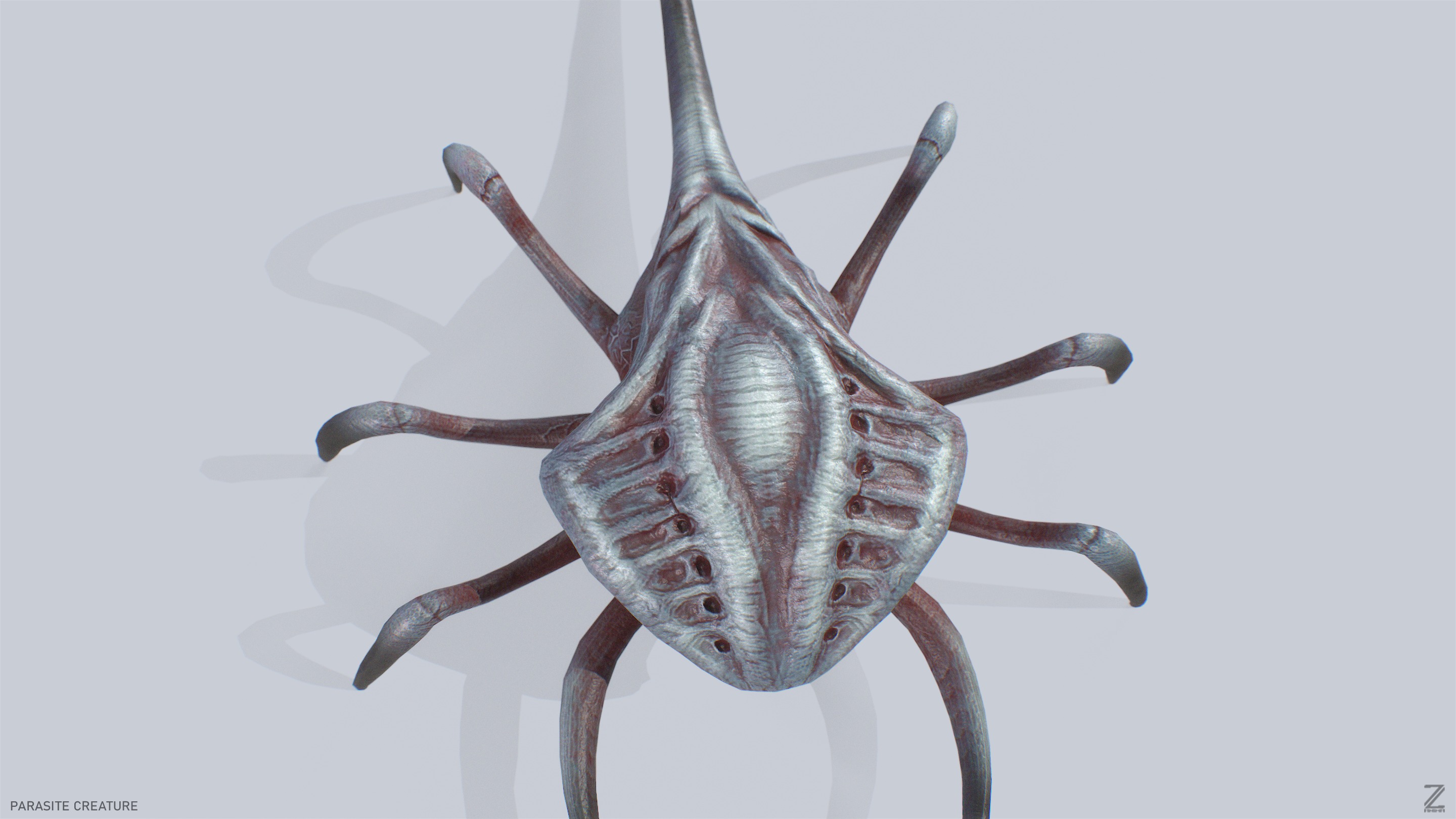 Parasite creature Low-poly 3D model_7