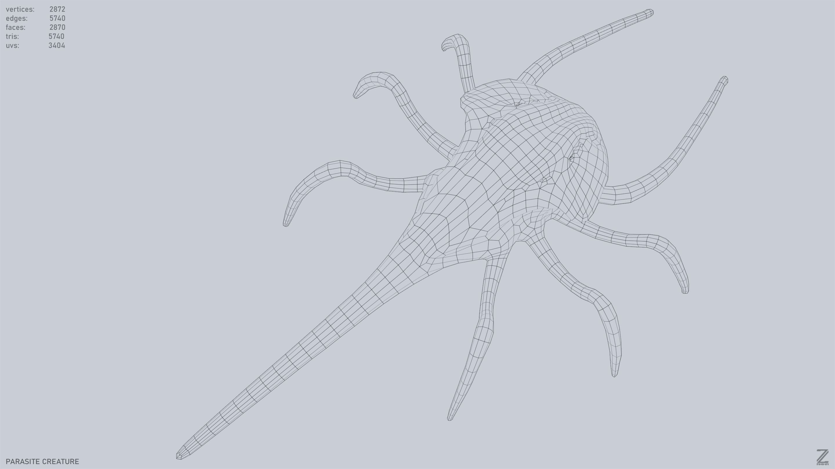Parasite creature Low-poly 3D model_14