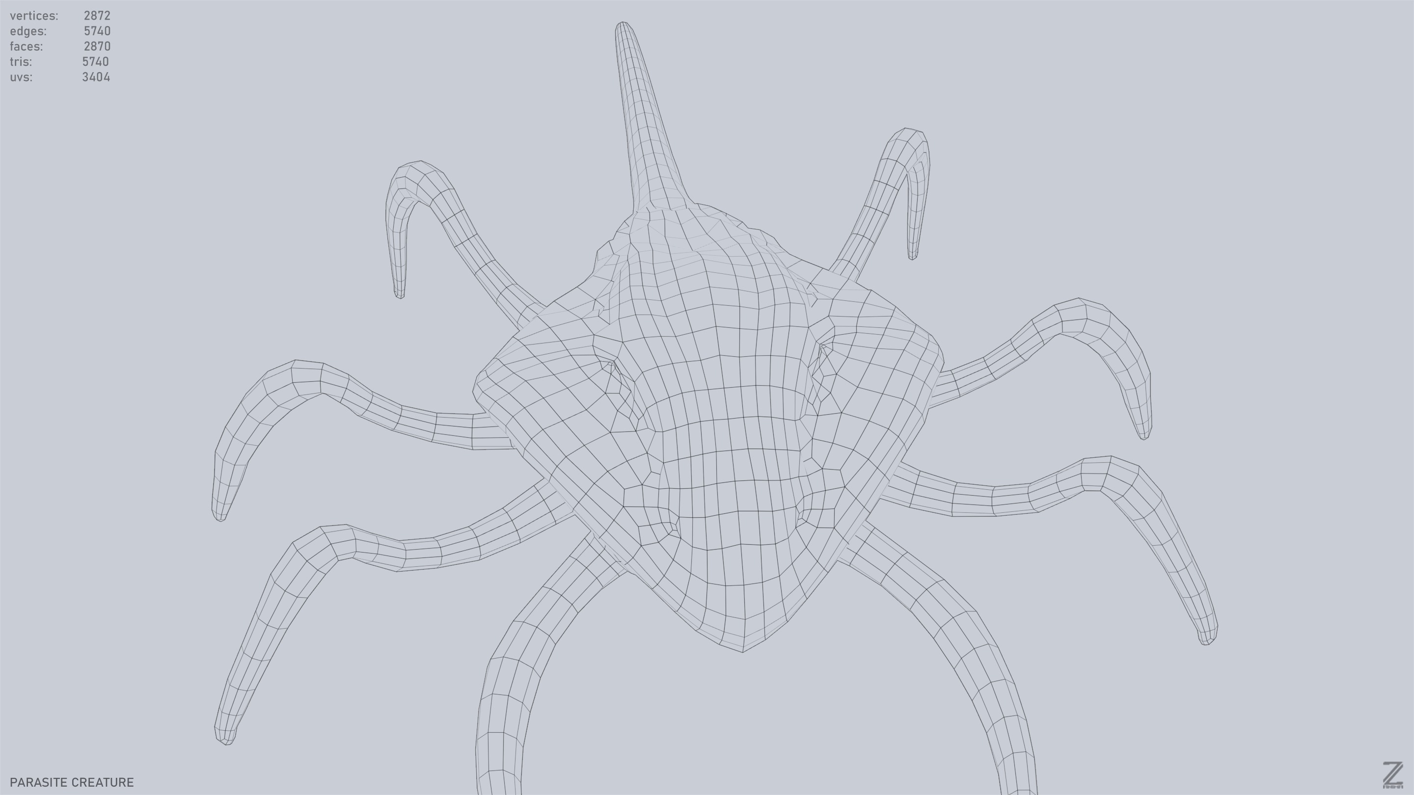 Parasite creature Low-poly 3D model_12