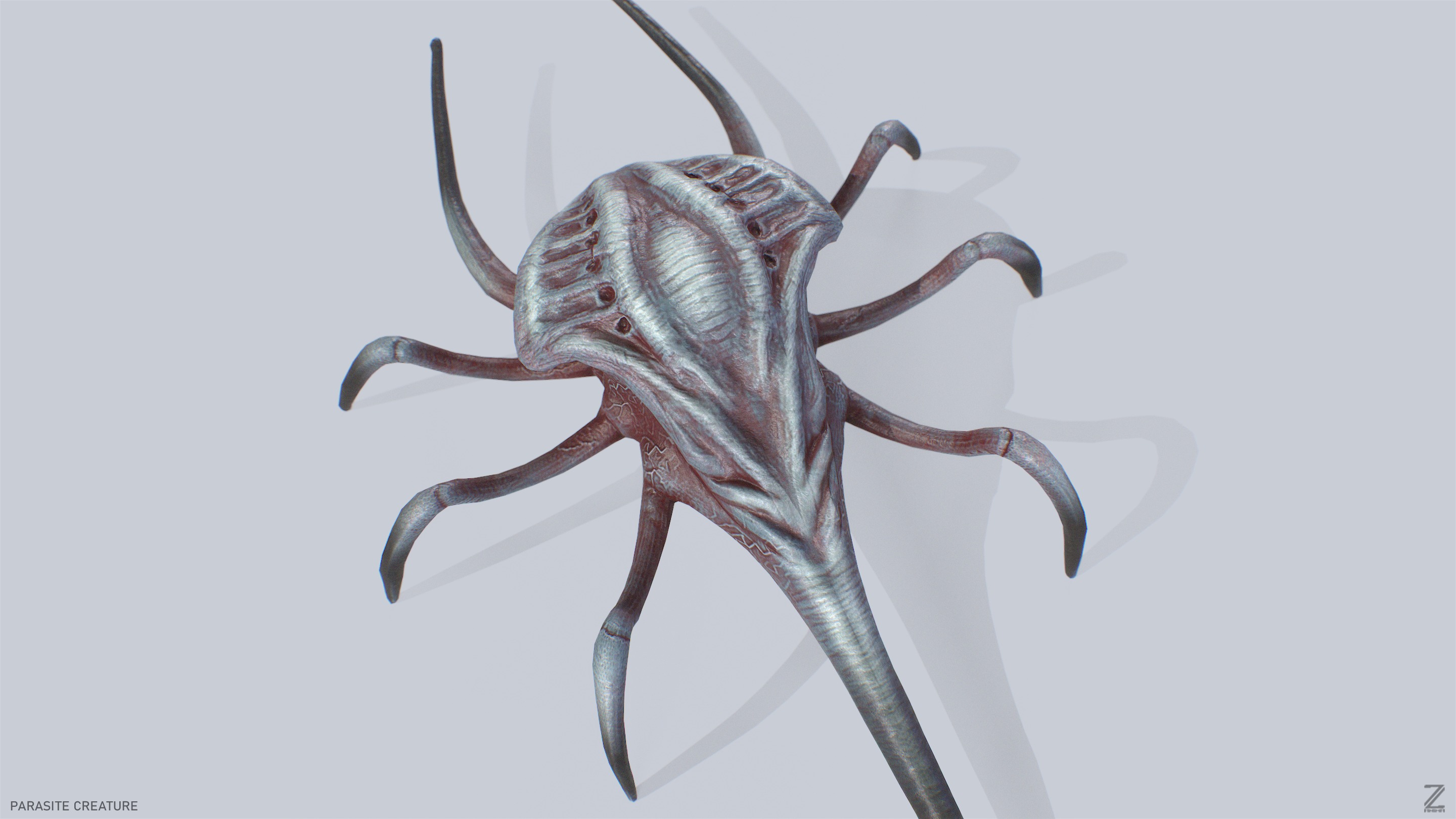 Parasite creature Low-poly 3D model_2