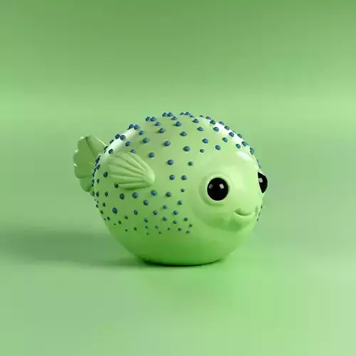 Cute puffer fish 3D print model