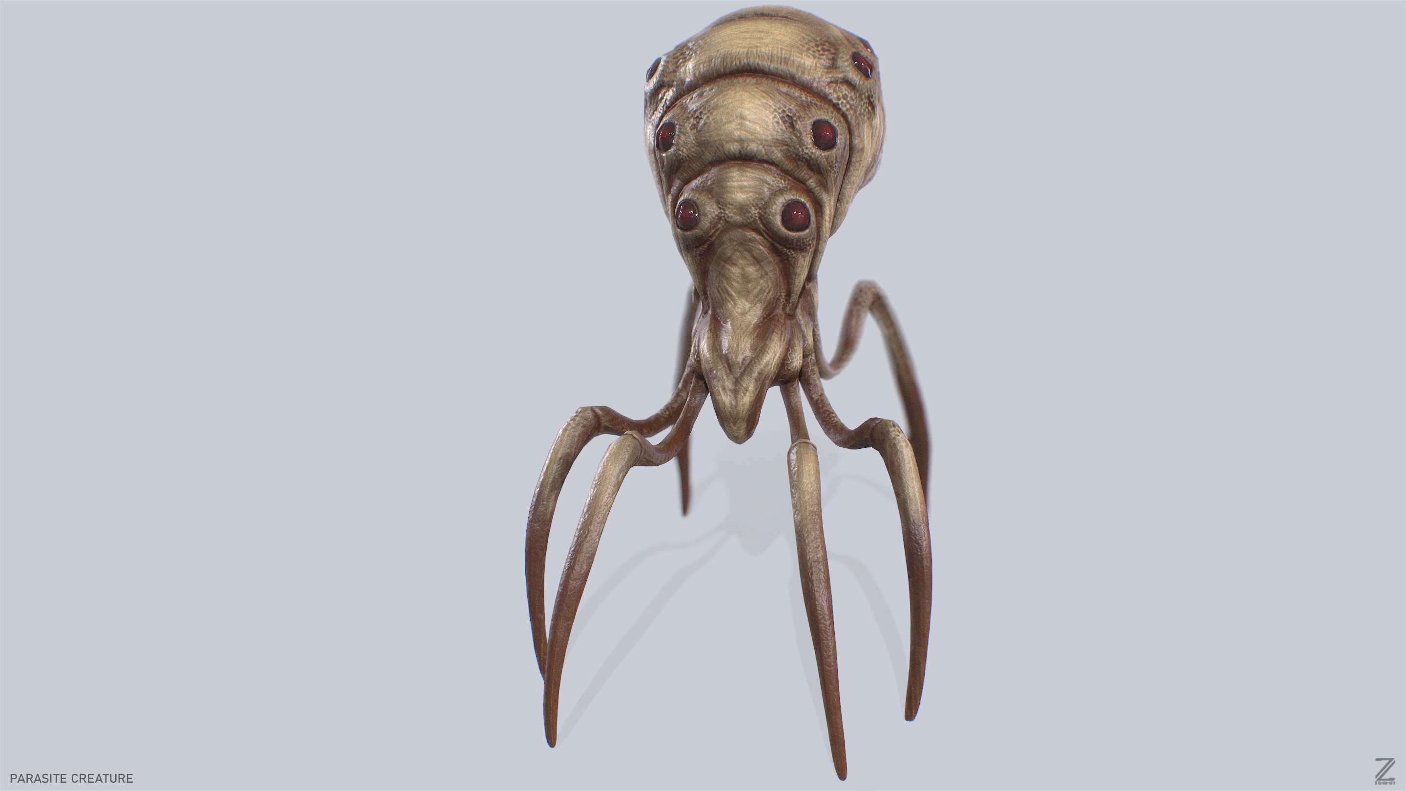 Parasite creature Low-poly 3D model_7
