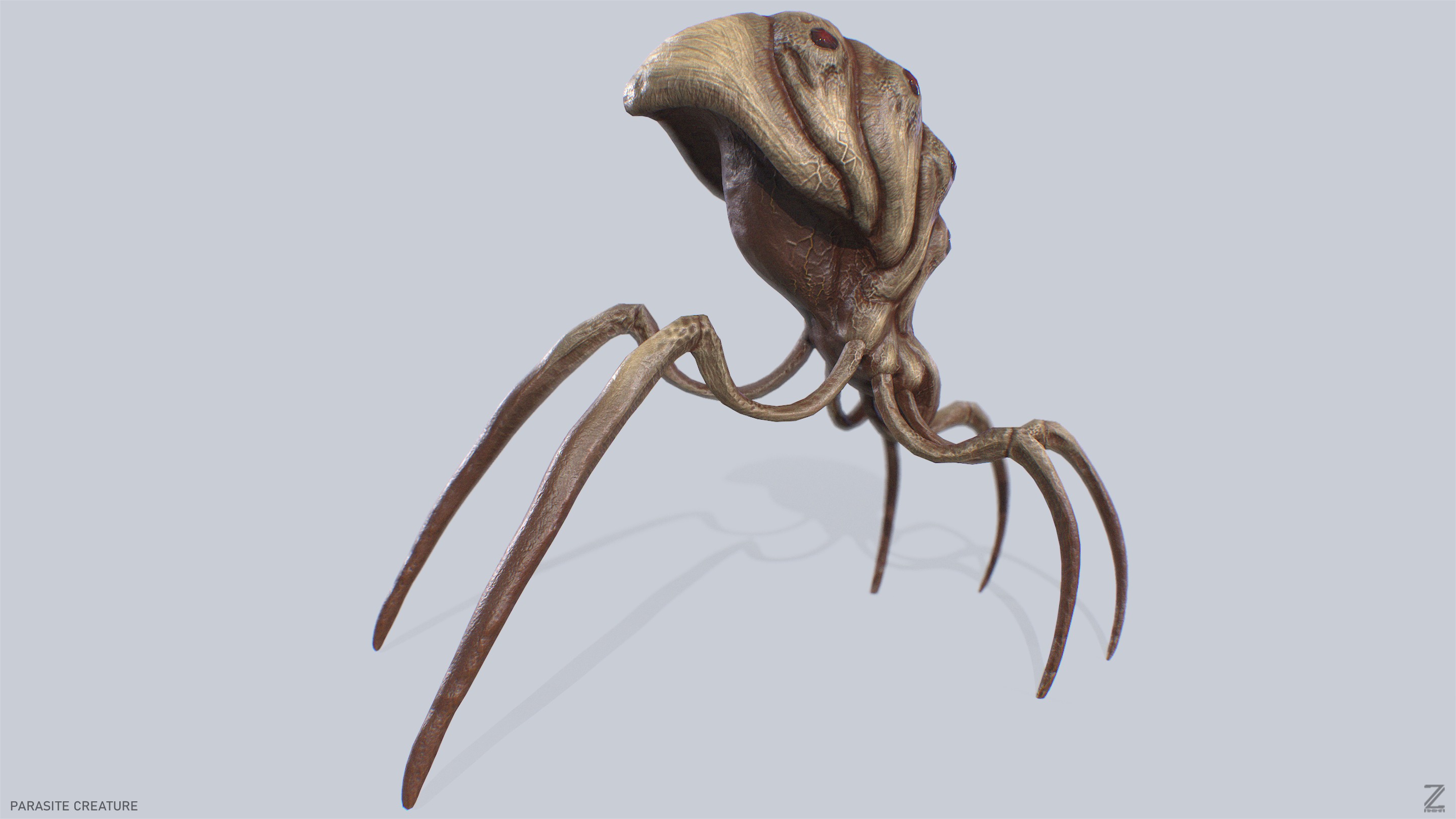 Parasite creature Low-poly 3D model_5