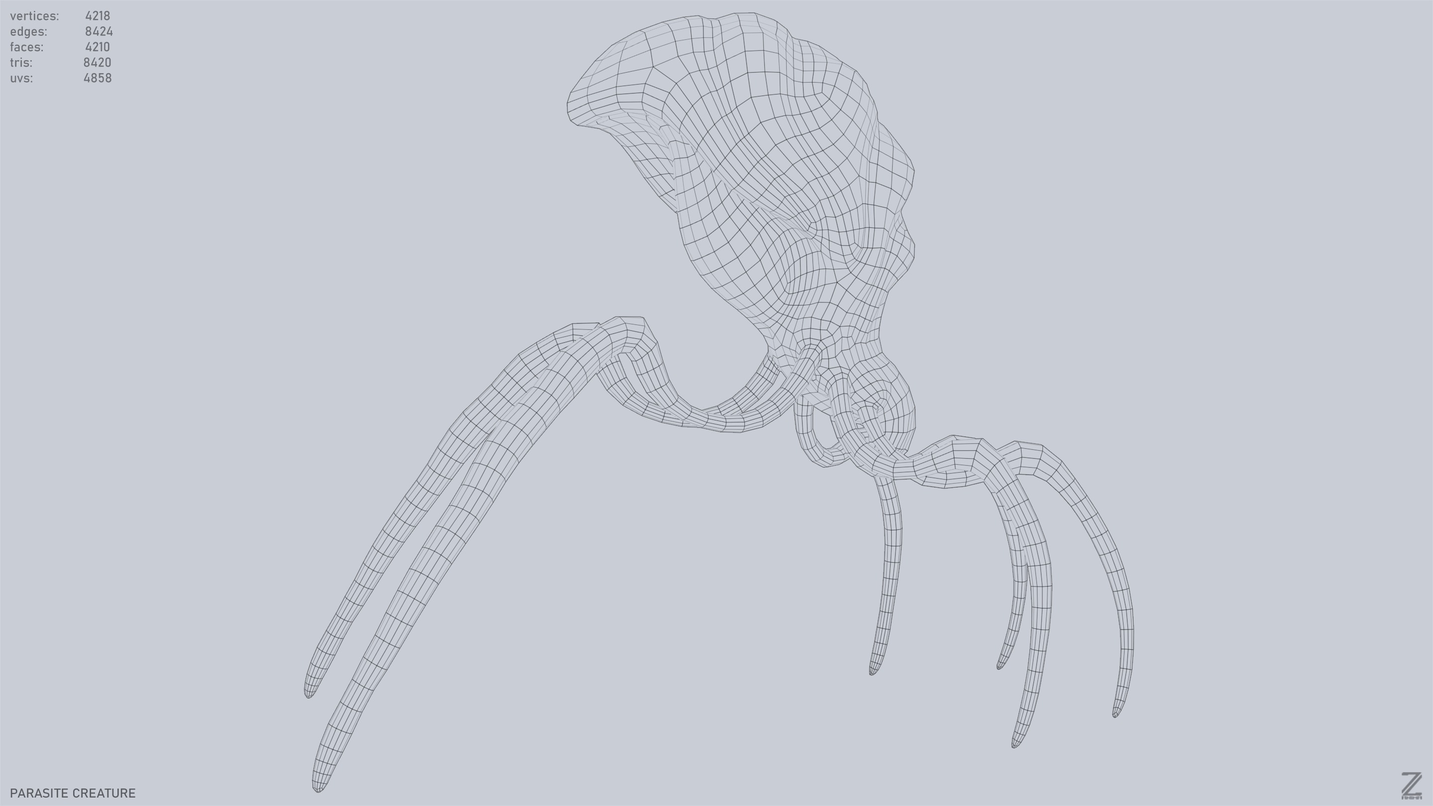 Parasite creature Low-poly 3D model_13