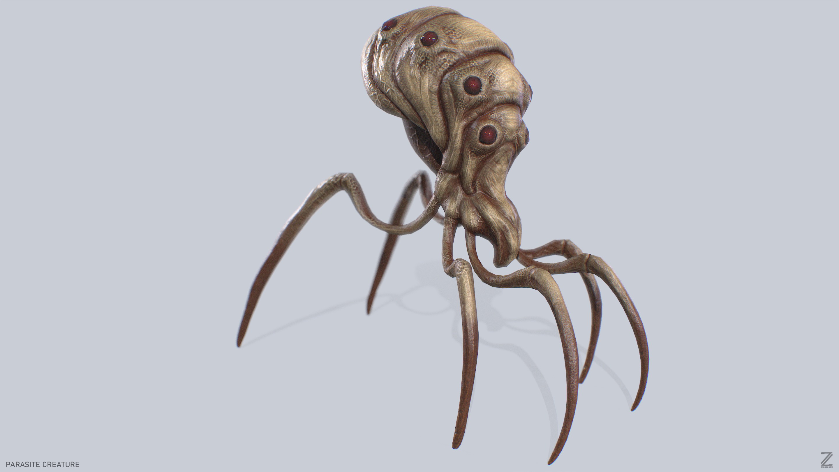 Parasite creature Low-poly 3D model_6