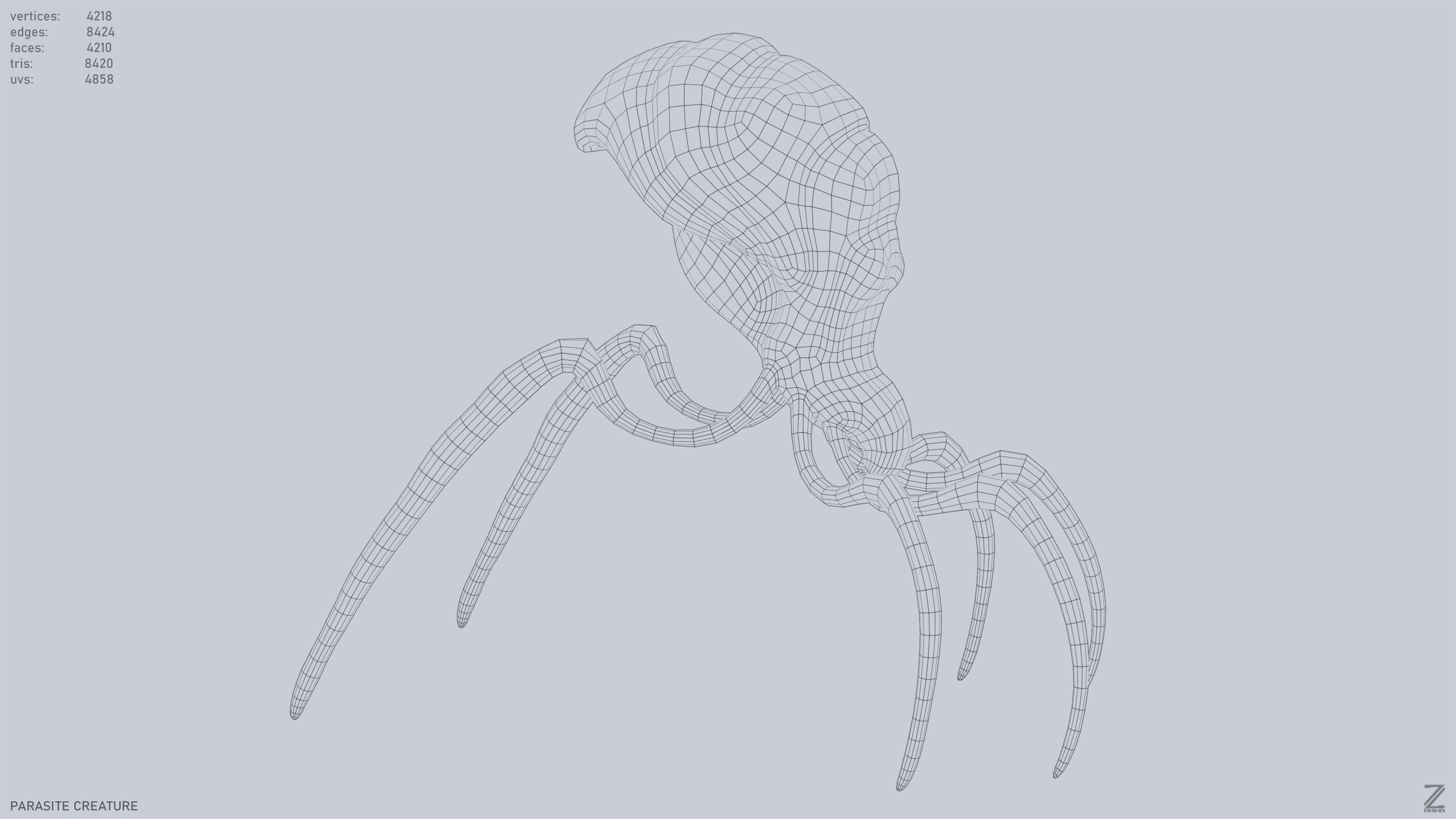 Parasite creature Low-poly 3D model_14