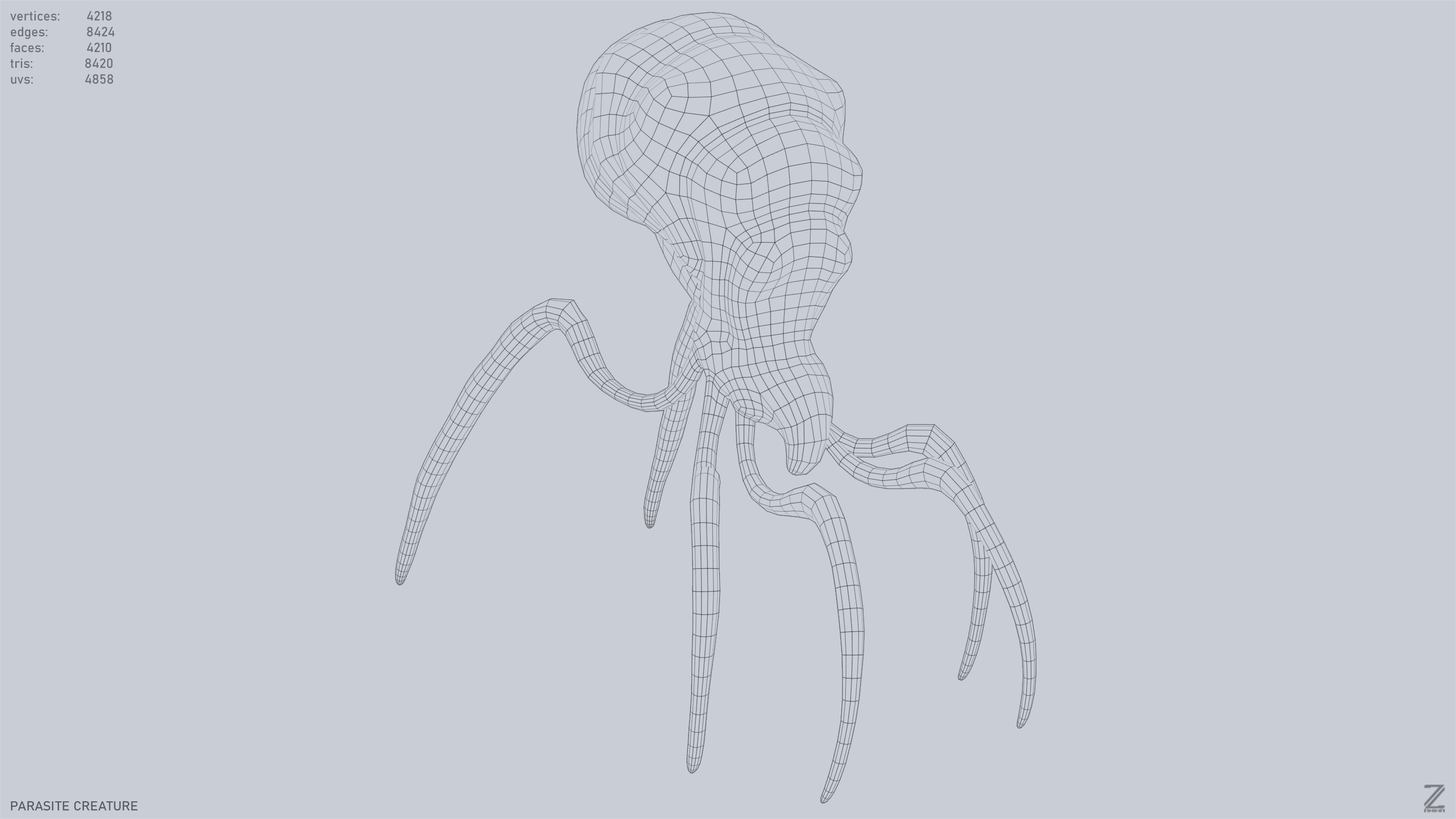 Parasite creature Low-poly 3D model_15