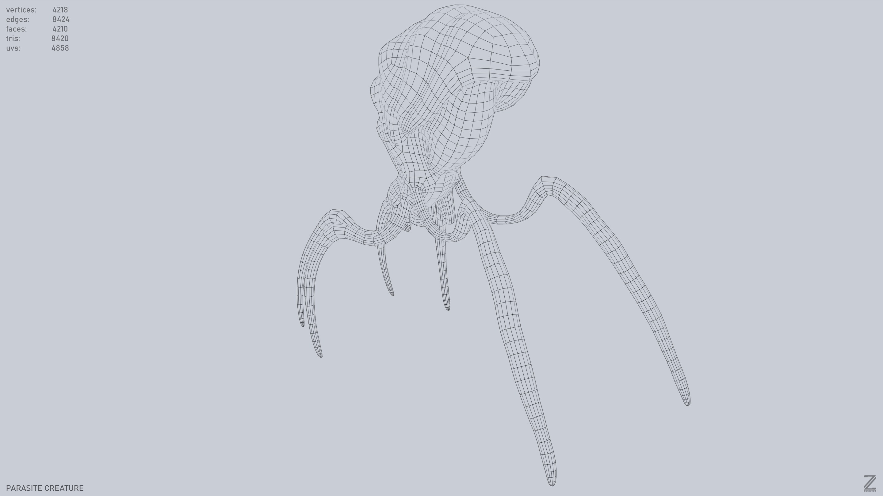 Parasite creature Low-poly 3D model_12