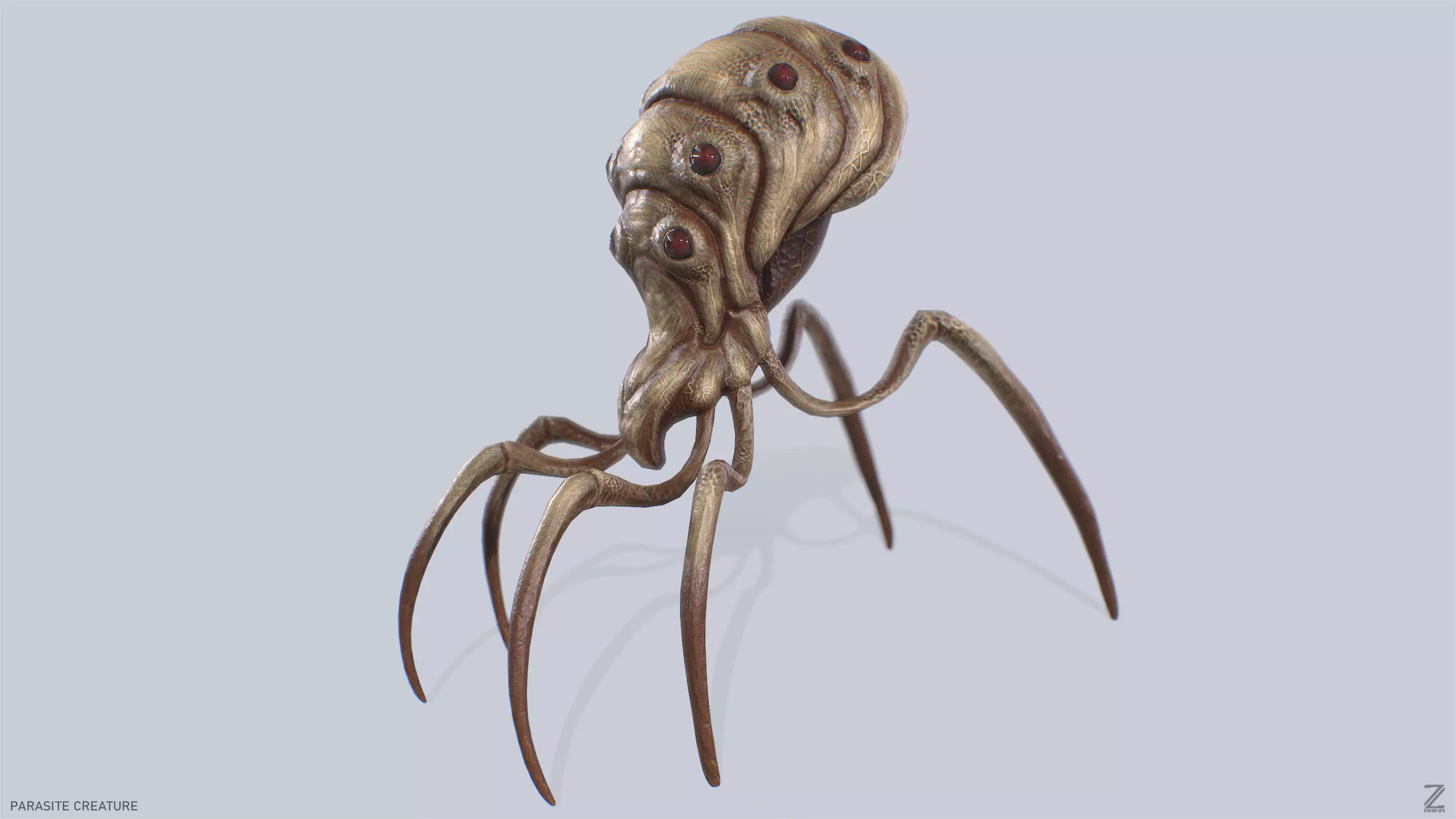Parasite creature Low-poly 3D model_0