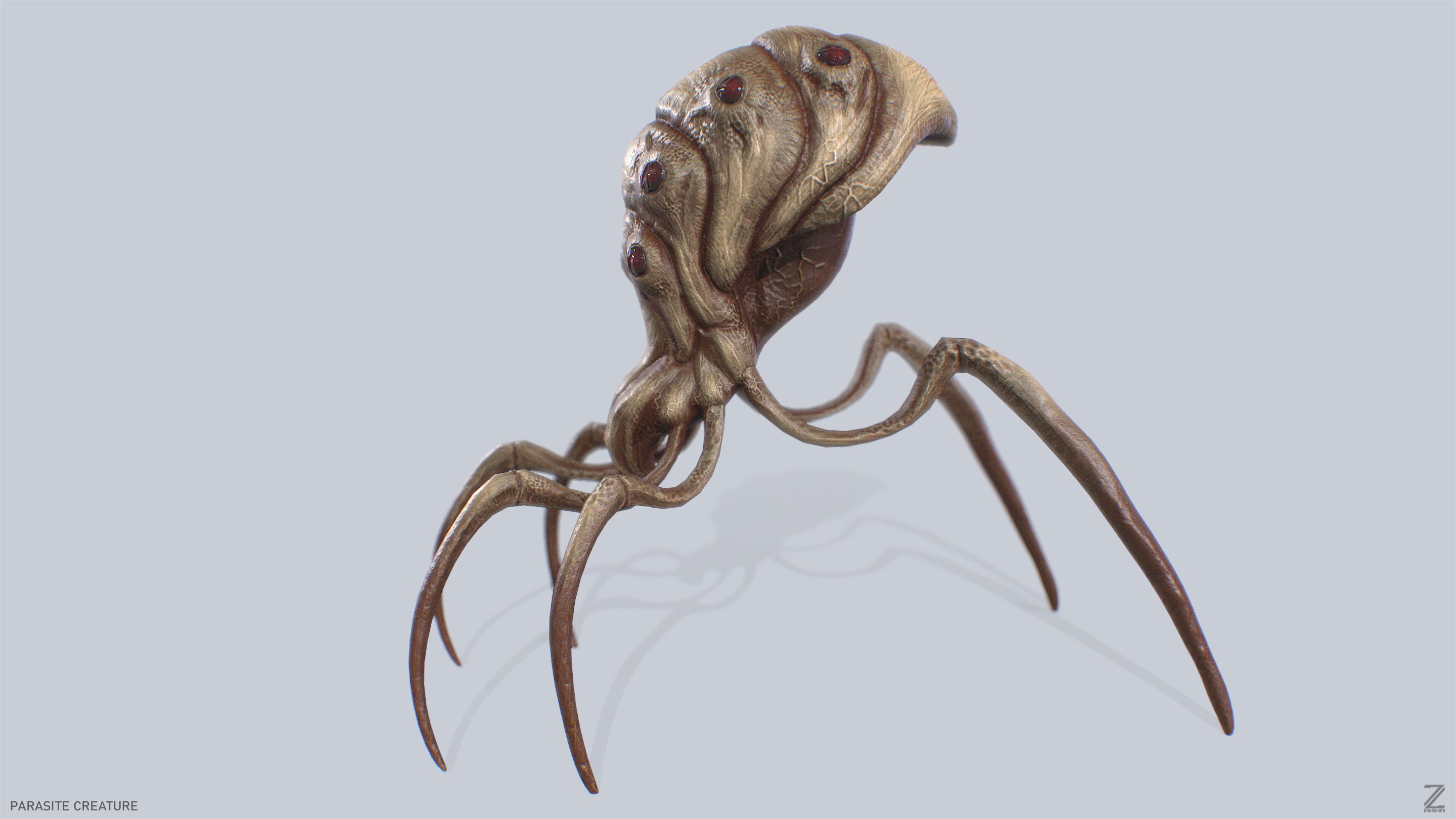 Parasite creature Low-poly 3D model_2