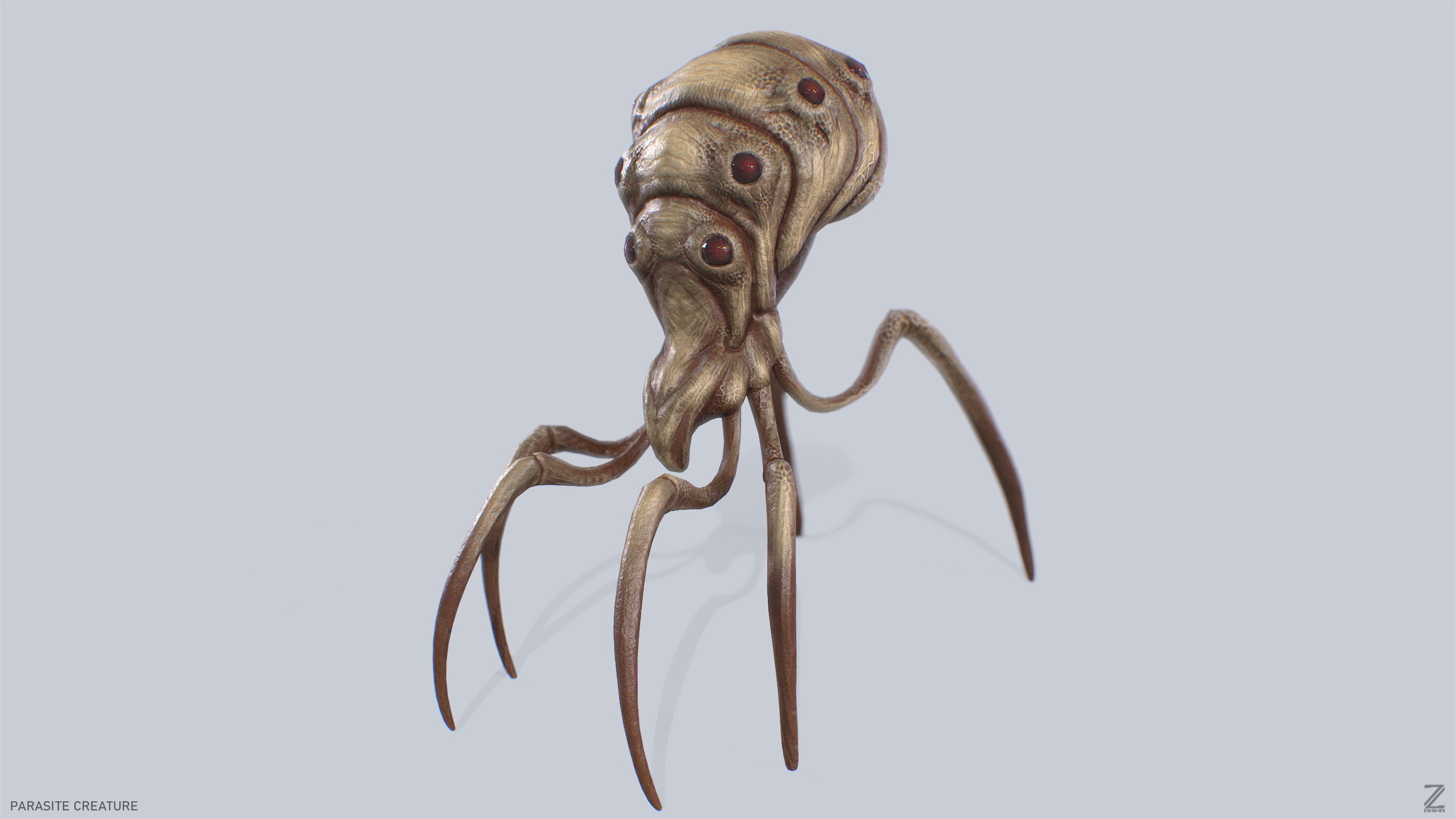 Parasite creature Low-poly 3D model_4