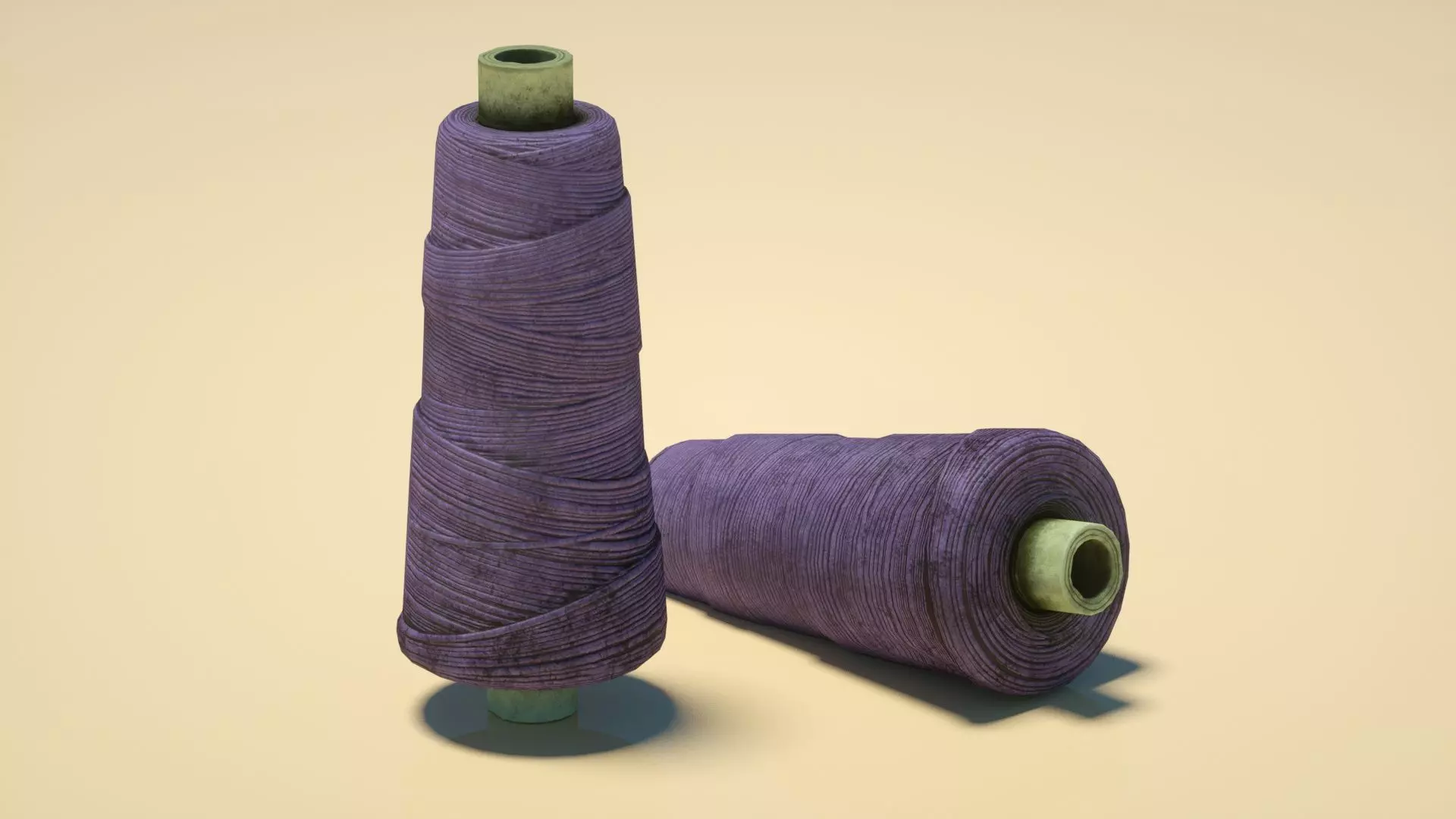 Purple wool ball  Low-poly 3D model_0
