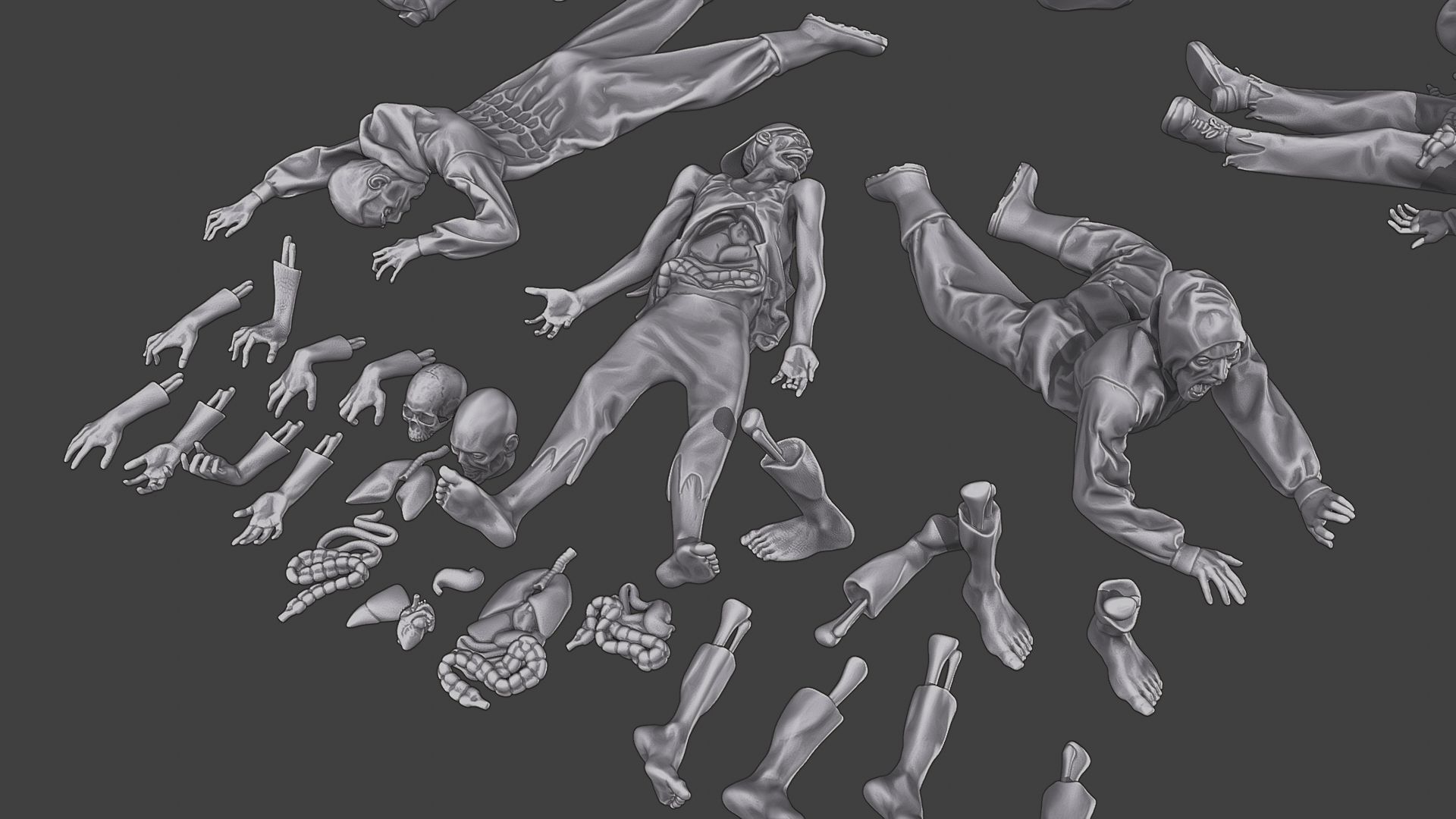 Zombie Crushed and Breaks Pack 1 3D print model_25