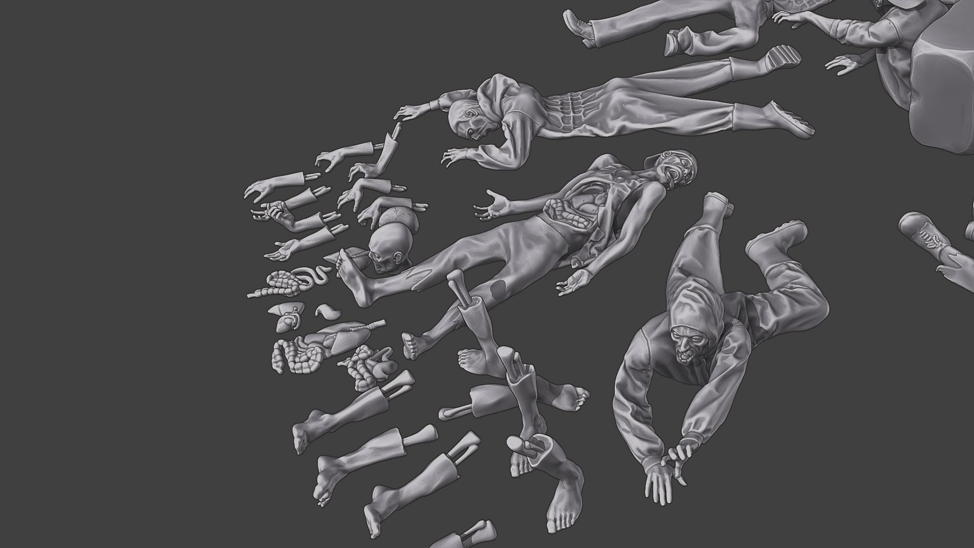 Zombie Crushed and Breaks Pack 1 3D print model_24