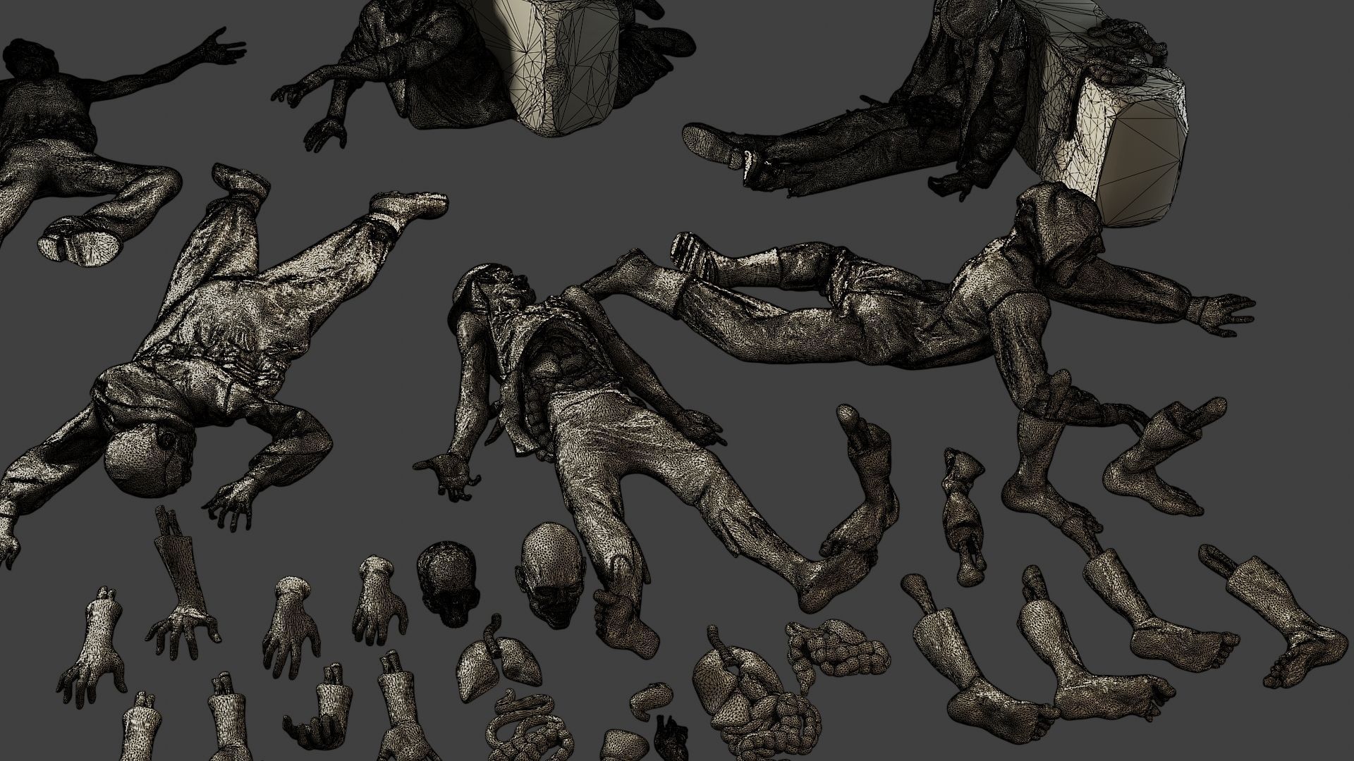 Zombie Crushed and Breaks Pack 1 3D print model_13