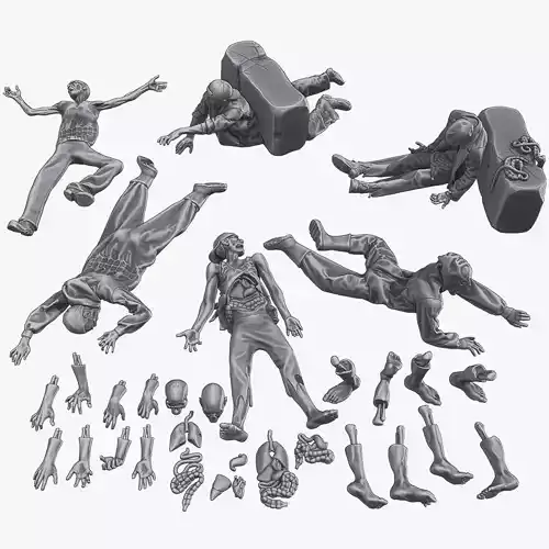 Zombie Crushed and Breaks Pack 1 3D print model