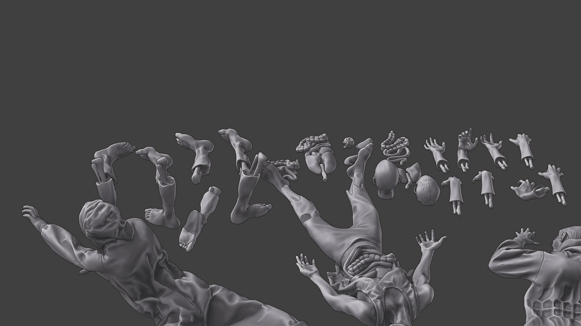 Zombie Crushed and Breaks Pack 1 3D print model_21