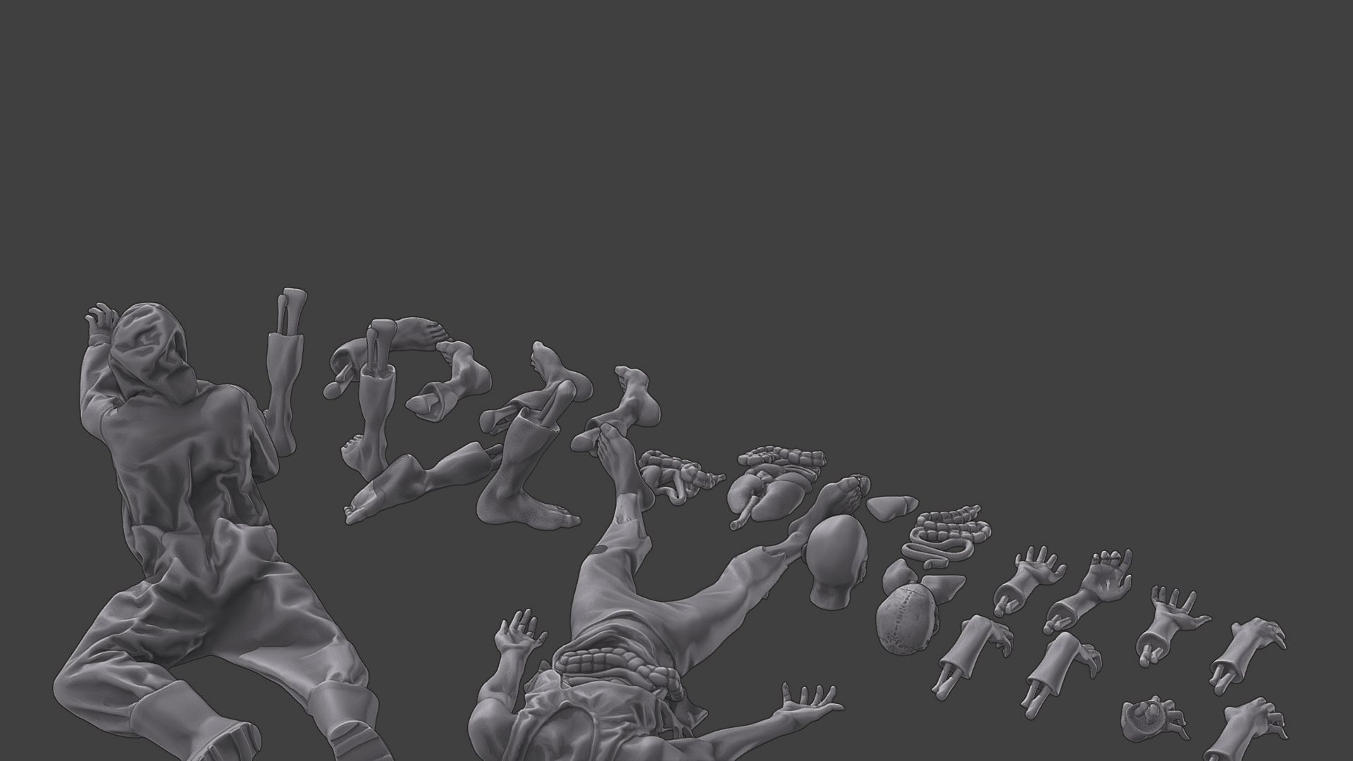 Zombie Crushed and Breaks Pack 1 3D print model_20