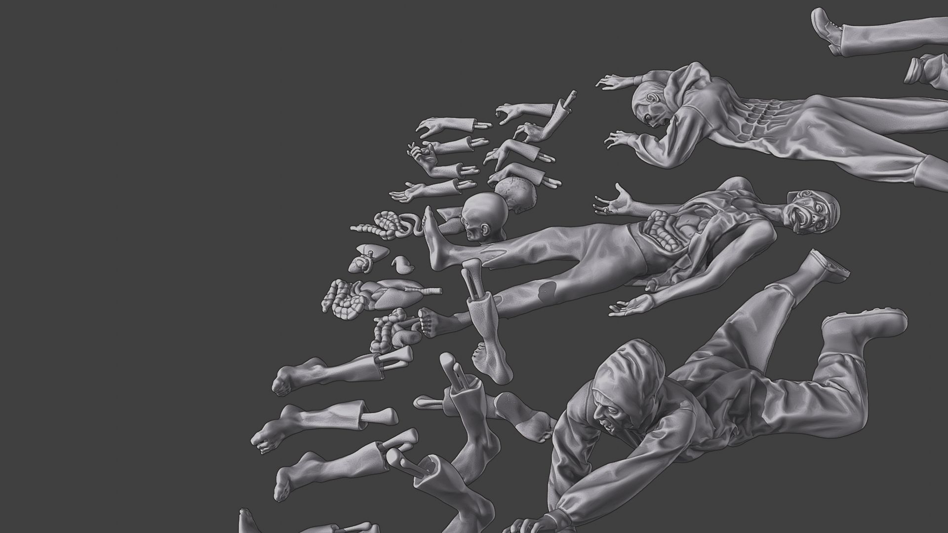 Zombie Crushed and Breaks Pack 1 3D print model_23