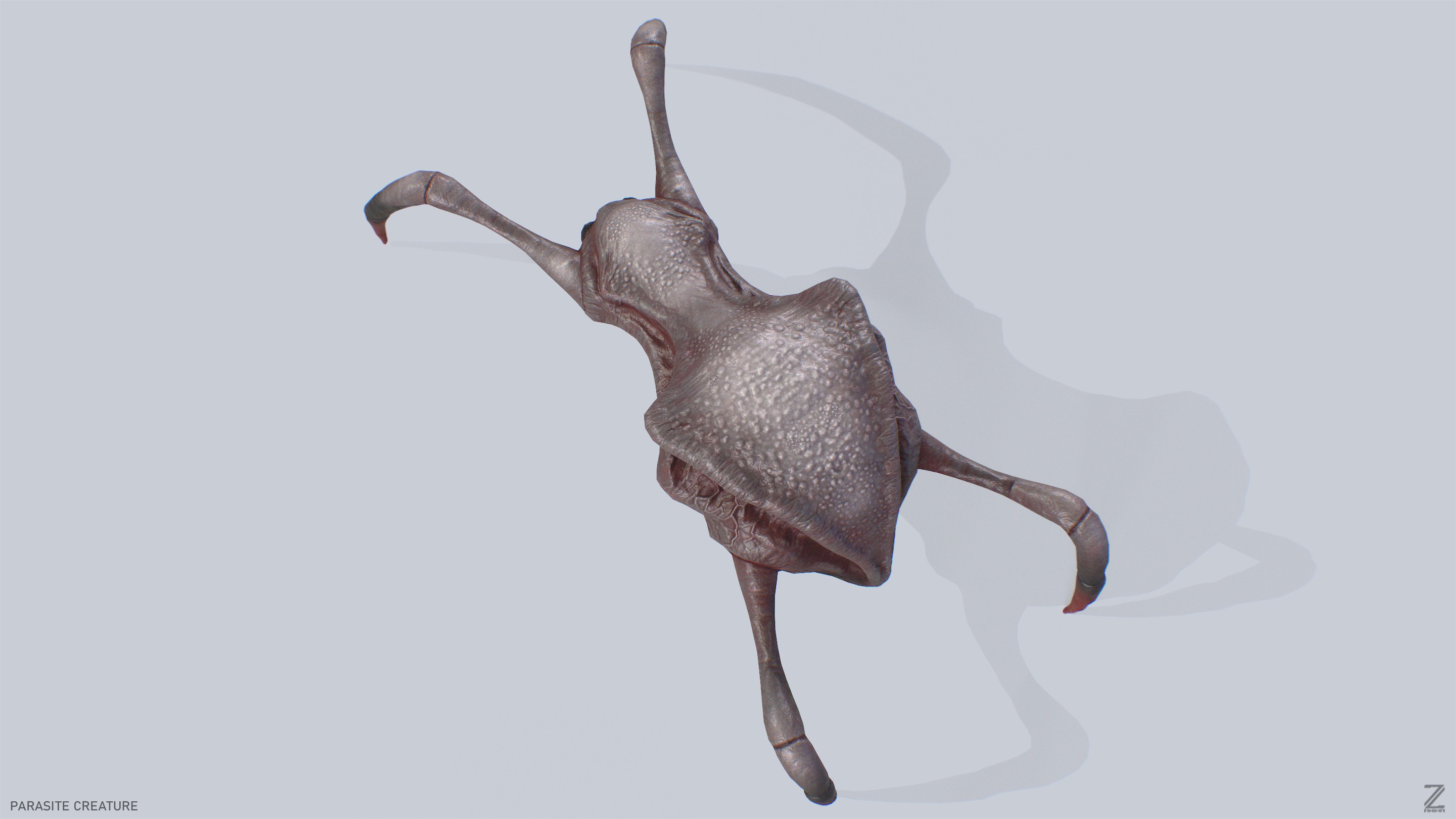 Parasite creature Low-poly 3D model_2