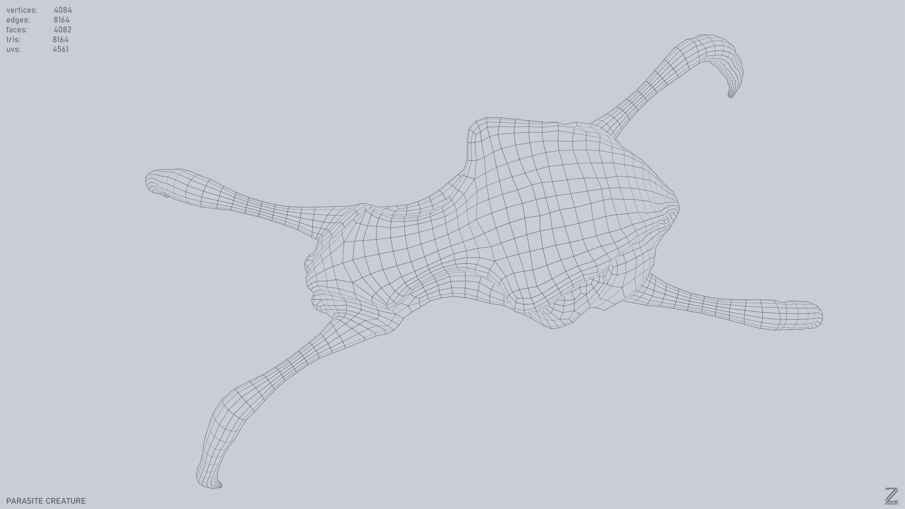 Parasite creature Low-poly 3D model_14