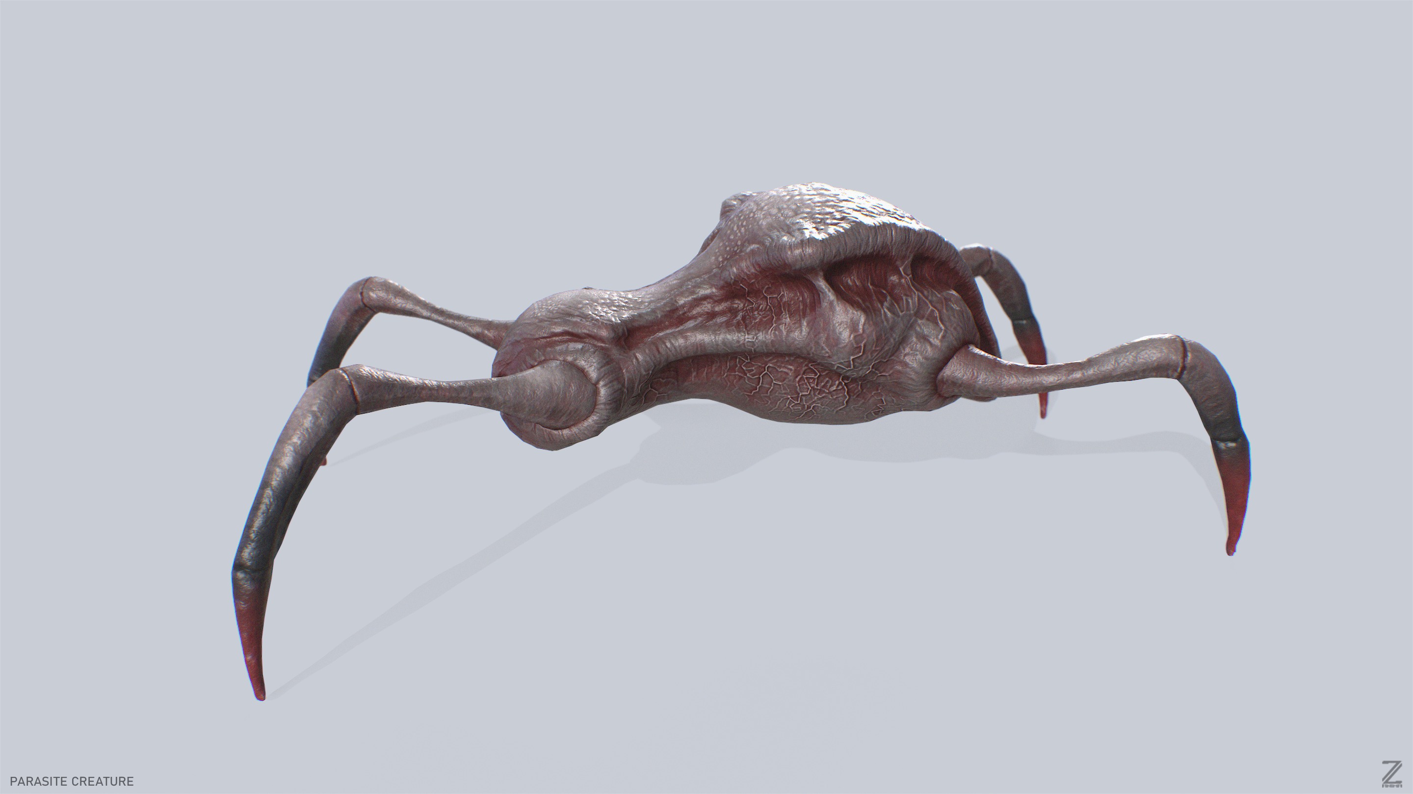 Parasite creature Low-poly 3D model_5