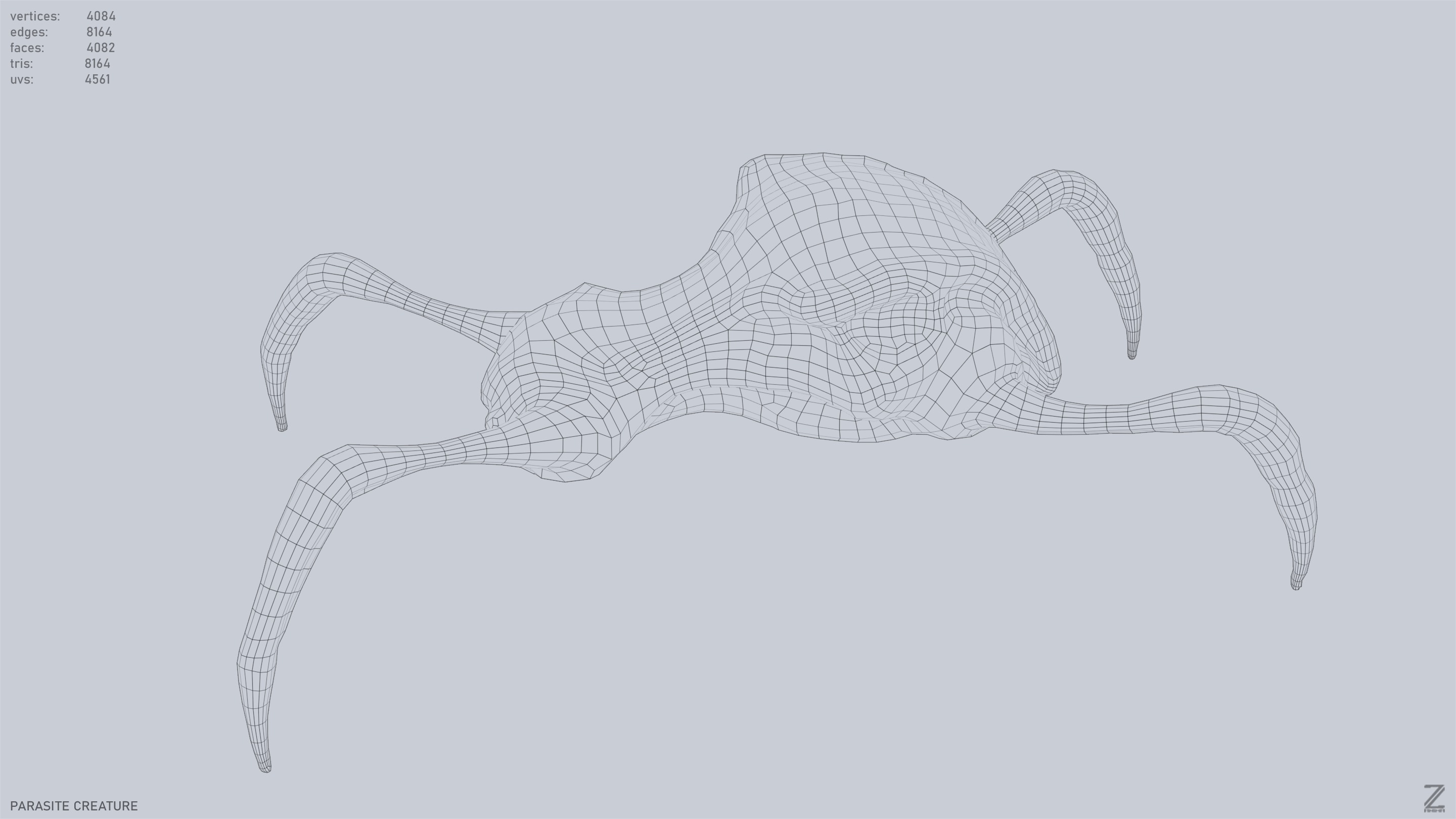 Parasite creature Low-poly 3D model_10