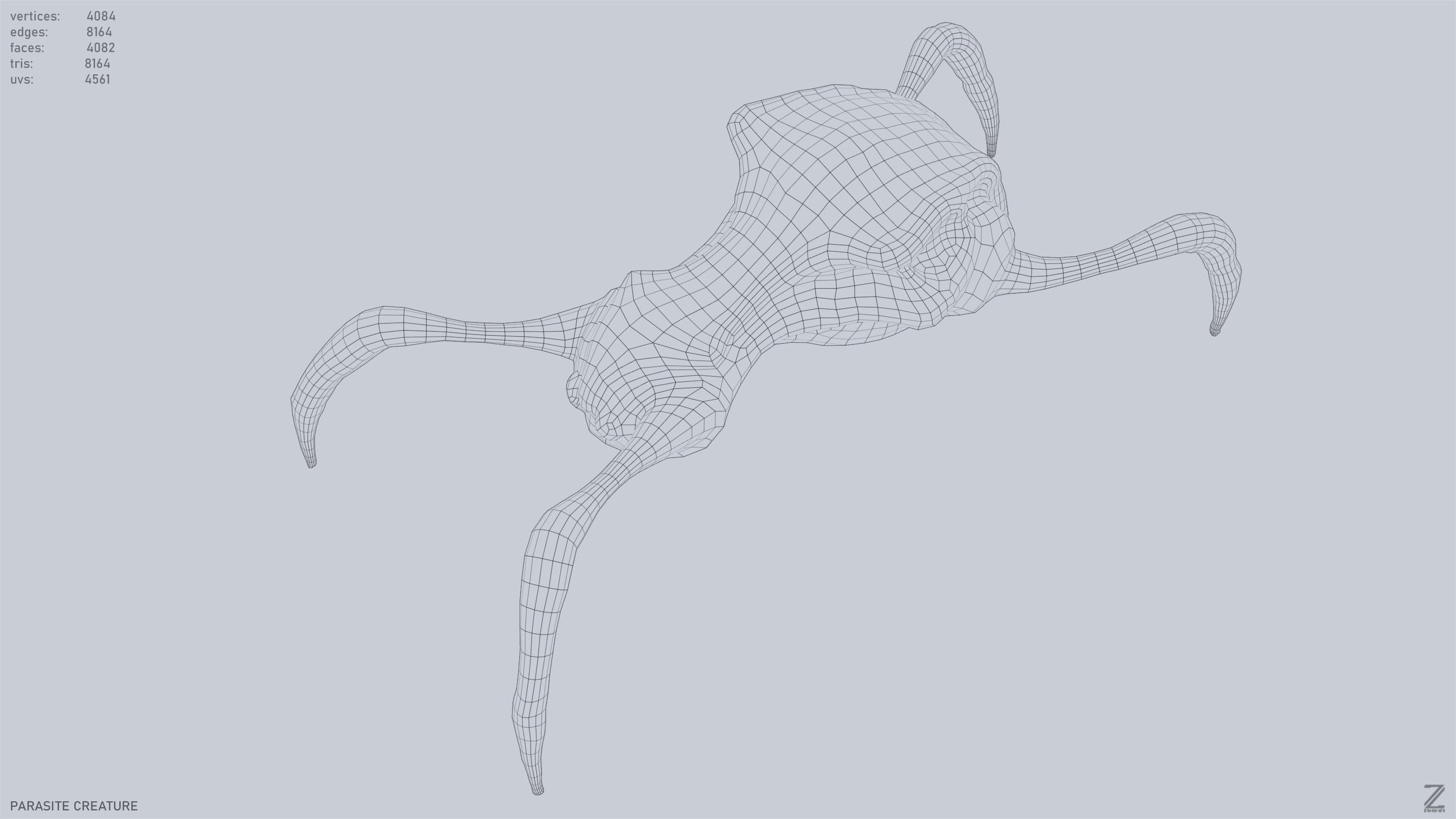 Parasite creature Low-poly 3D model_9