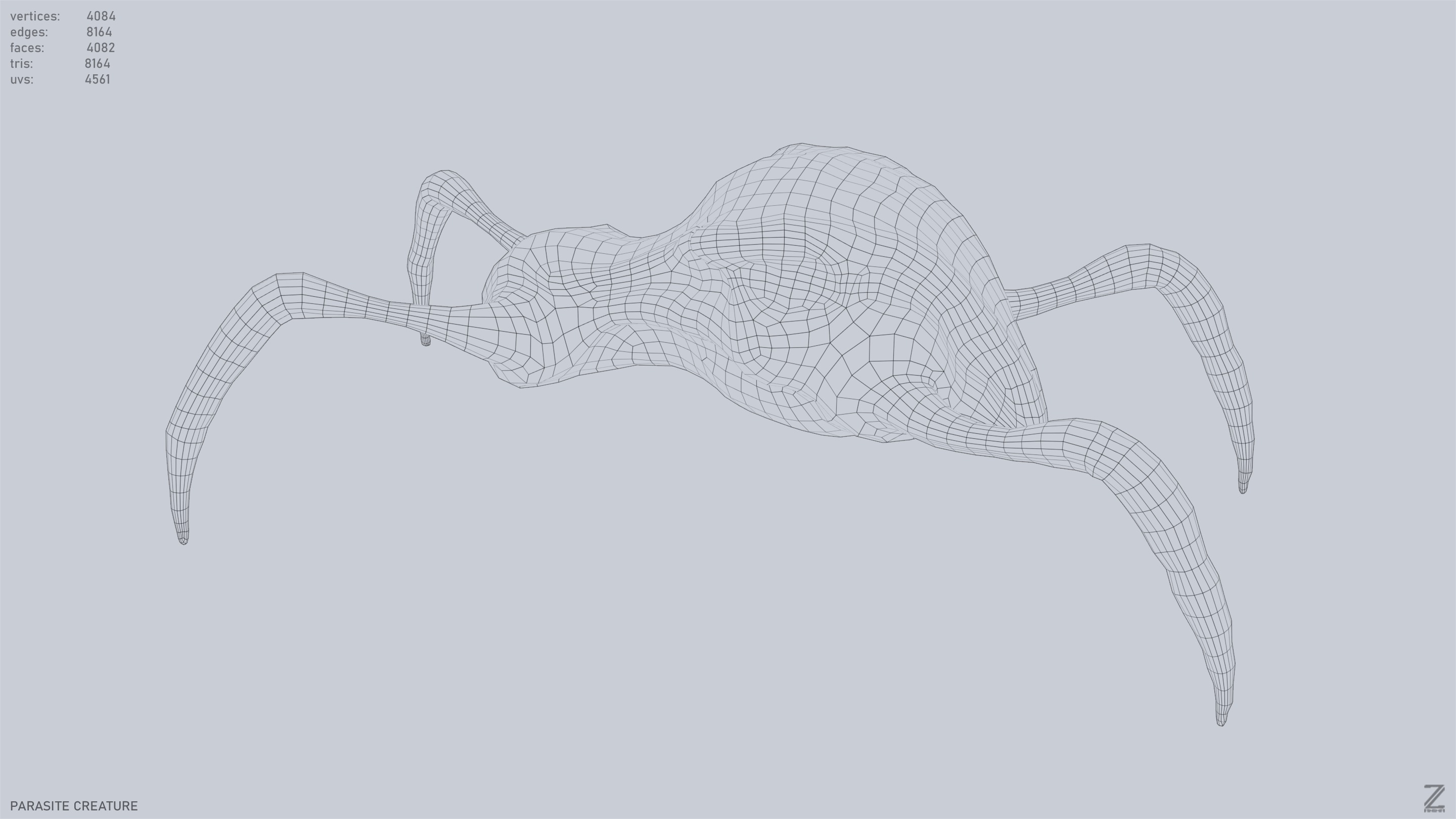 Parasite creature Low-poly 3D model_13