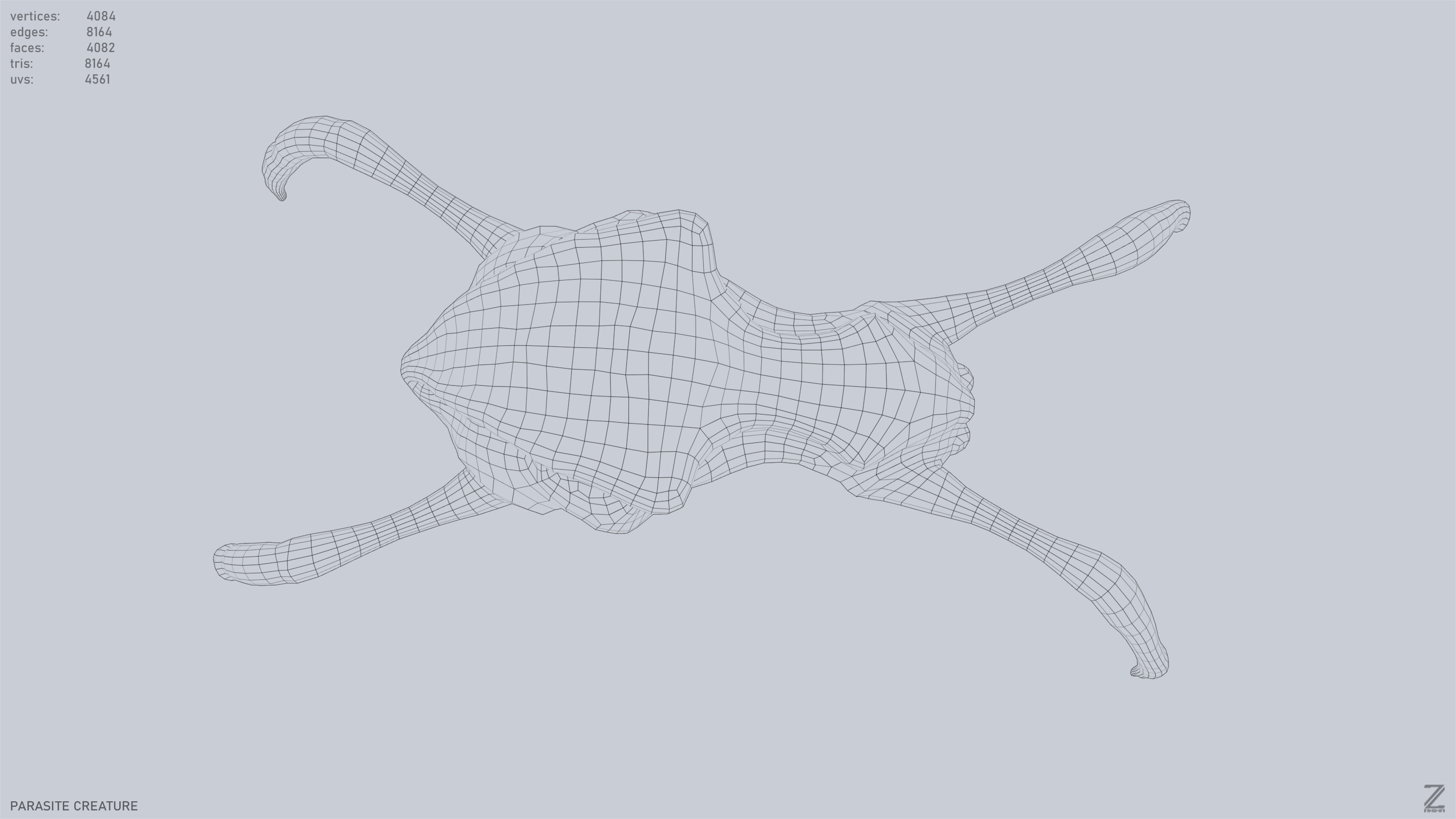 Parasite creature Low-poly 3D model_11