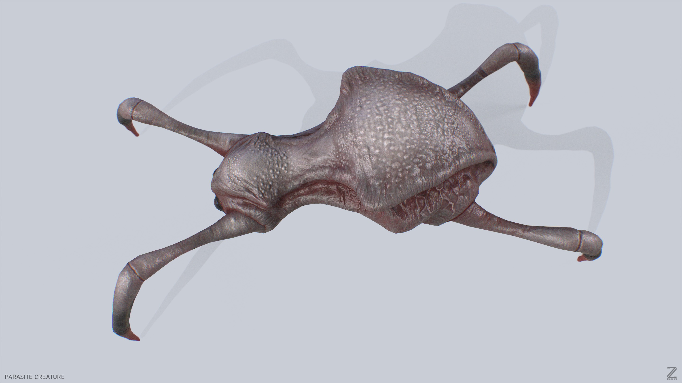 Parasite creature Low-poly 3D model_7