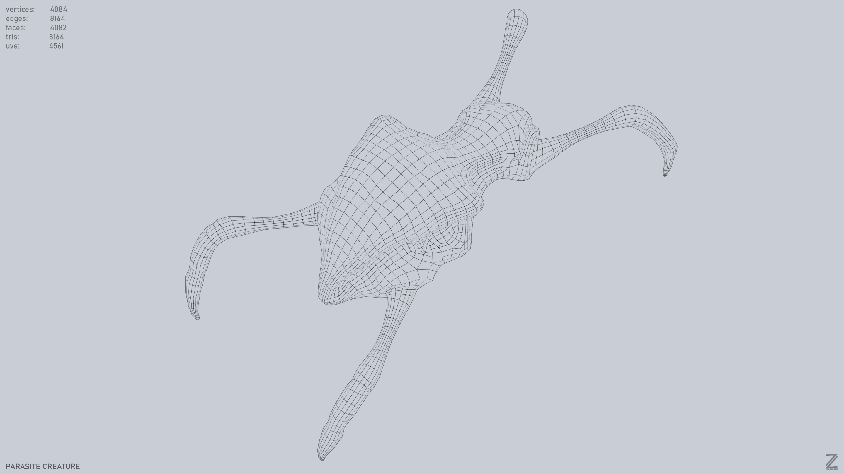 Parasite creature Low-poly 3D model_12