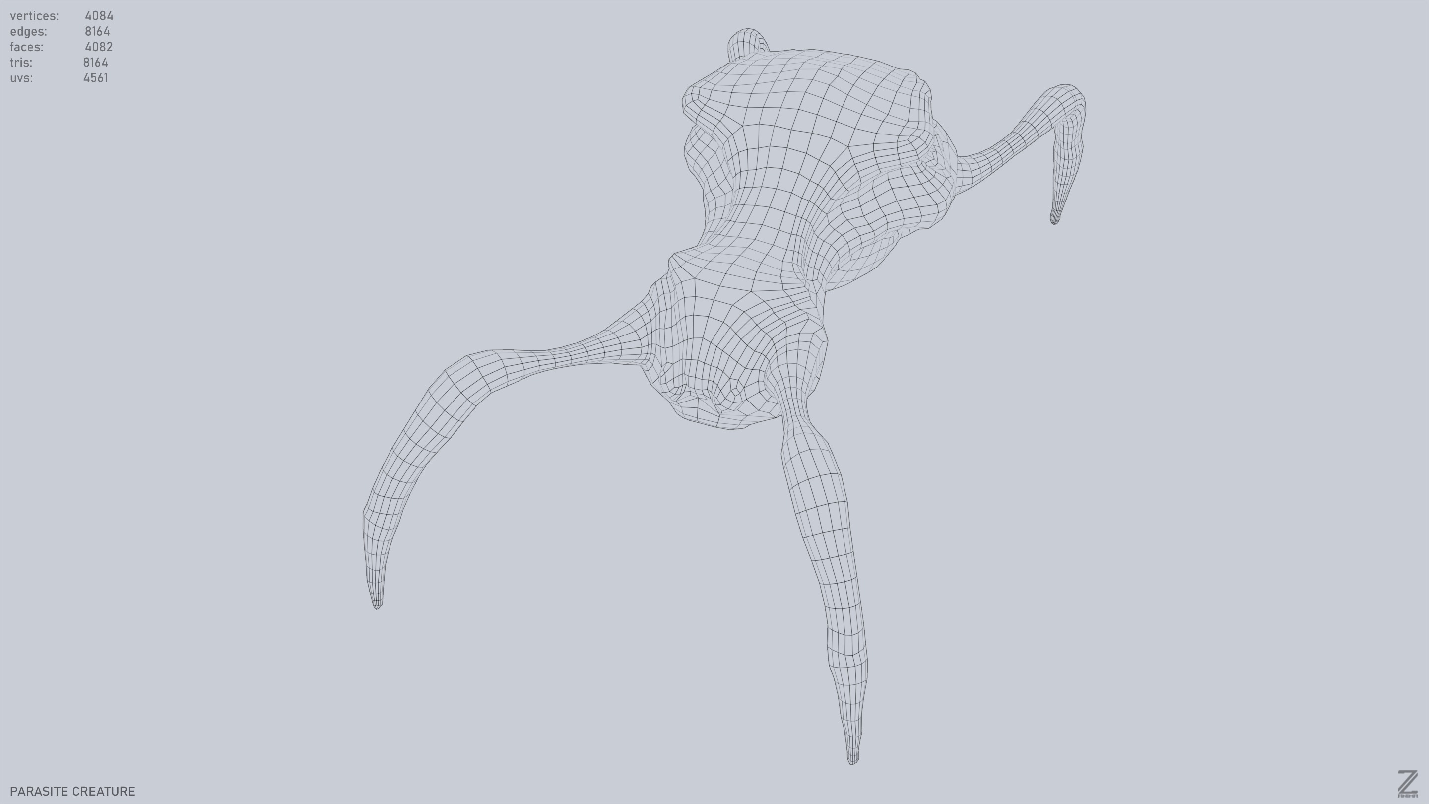 Parasite creature Low-poly 3D model_15