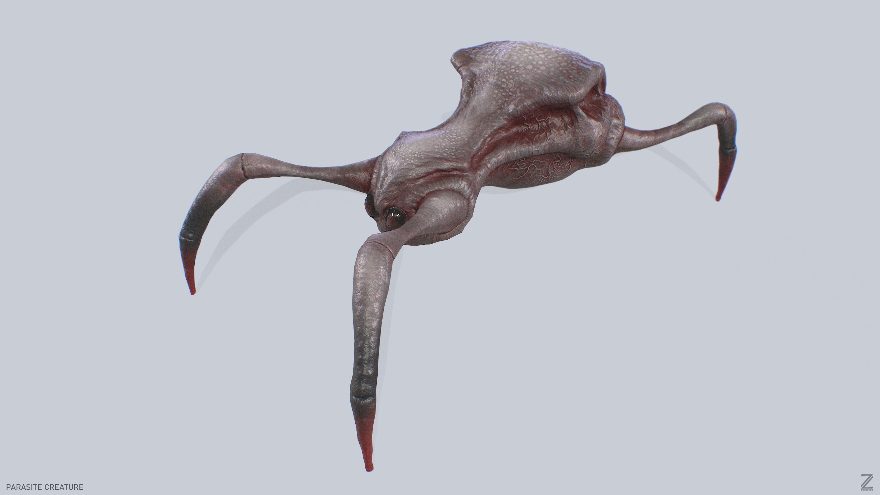 Parasite creature Low-poly 3D model_4