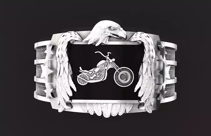  biker ring eagle feather motorcycle  680