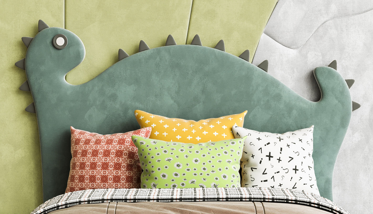 Baby crib with dino 3D model_3