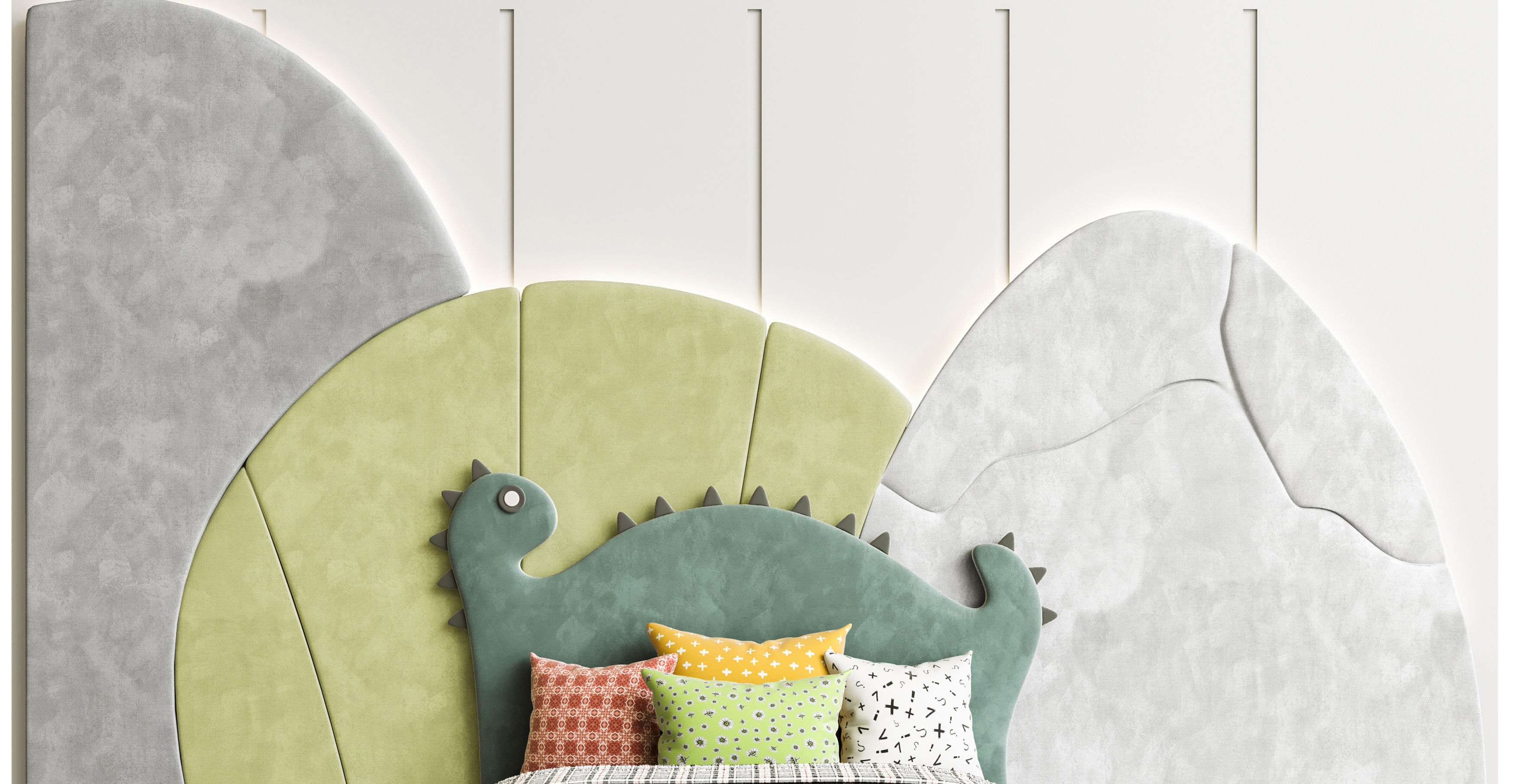 Baby crib with dino 3D model_4