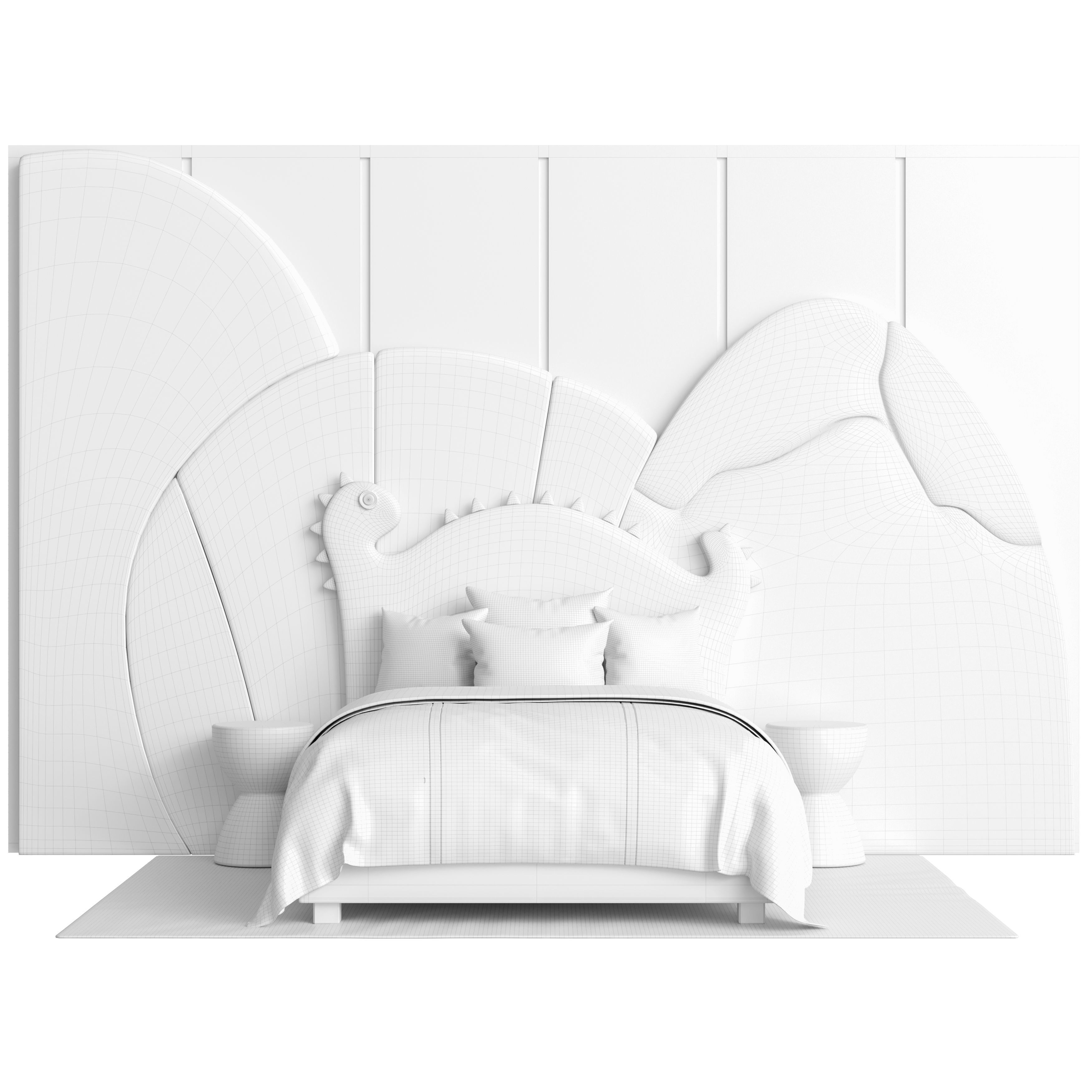 Baby crib with dino 3D model_1