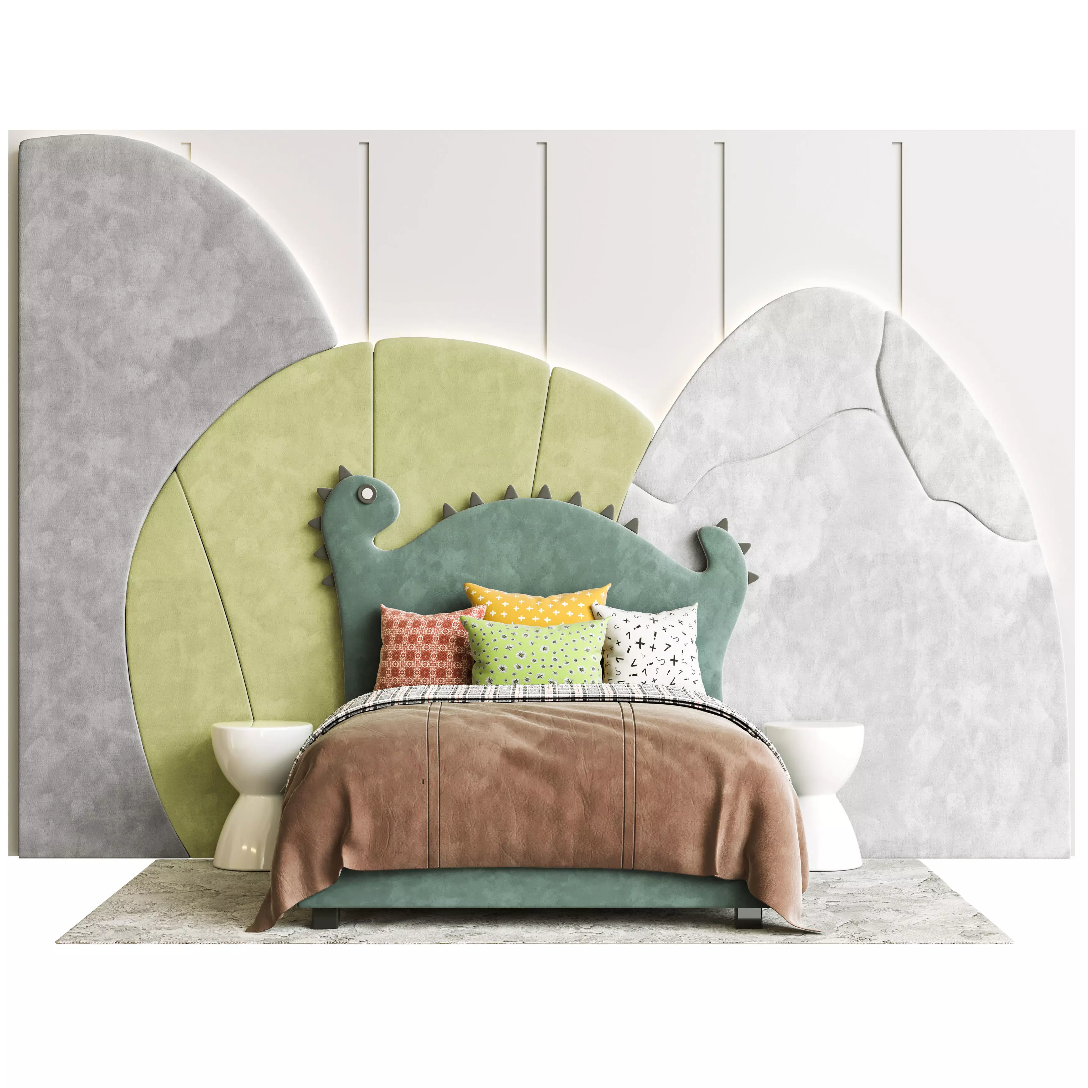 Baby crib with dino 3D model_0